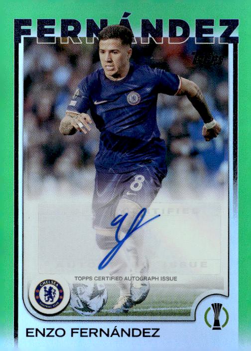 2024-25 Topps UEFA Club #A-EF Enzo Fernández Base Autographs Green Foil #/99