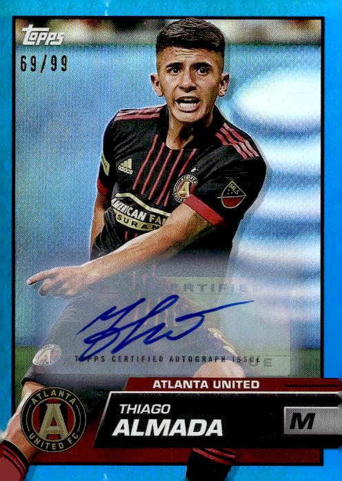 2023 Topps MLS #185 Thiago Almada Base Autographs Blue Foil #/99