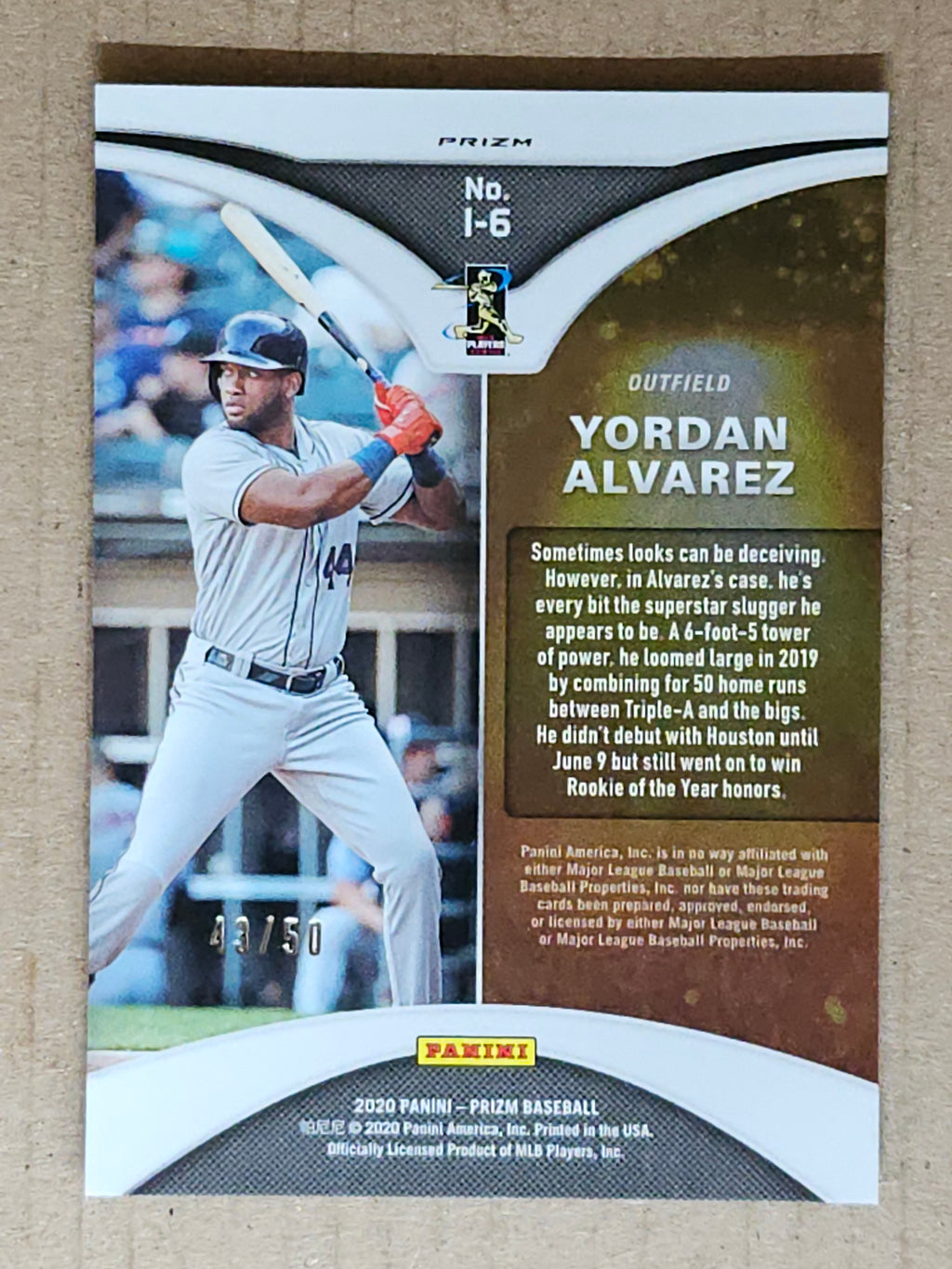 2020 Panini Prizm #I-6 Yordan Alvarez Illumination Snake Skin Prizm #/50