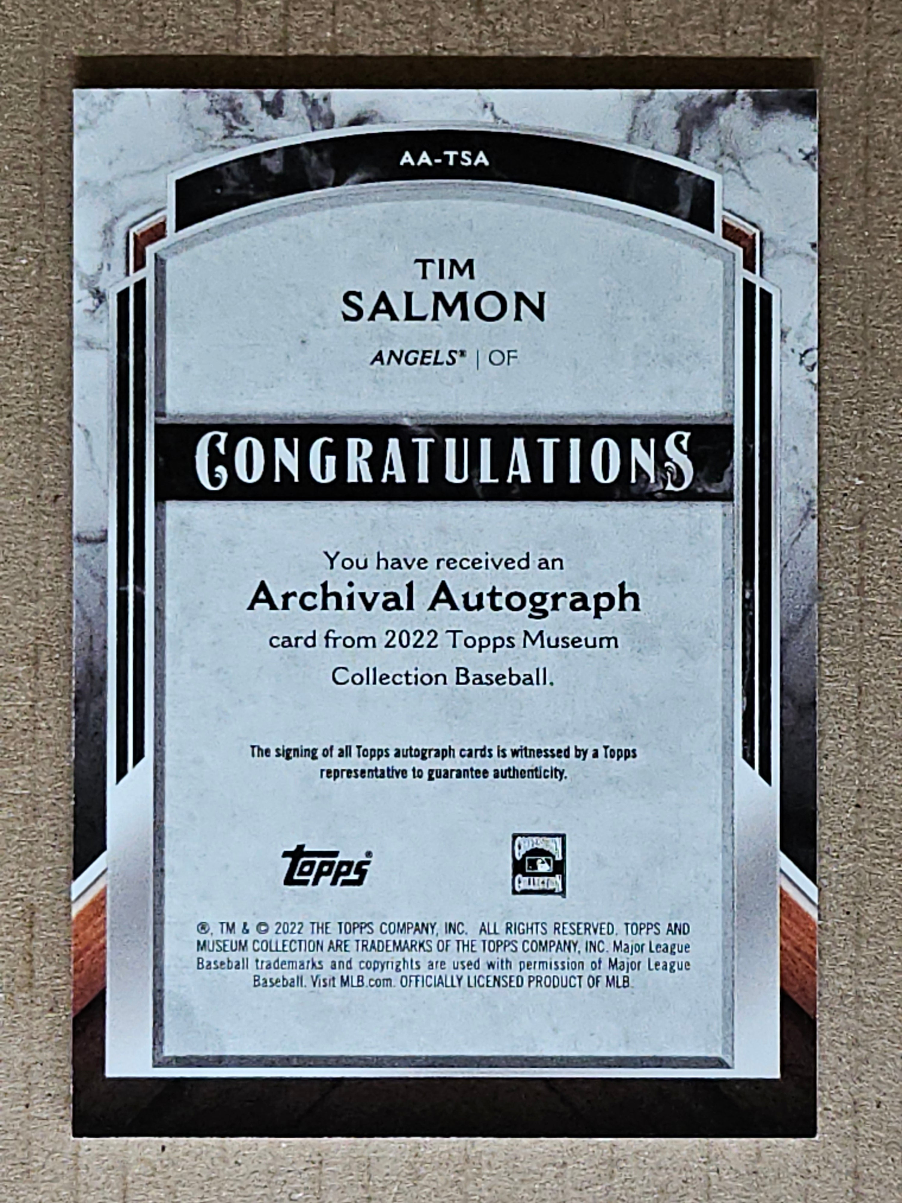 2022 Topps Museum Collection #AA-TSA Tim Salmon Archival Autographs #/299