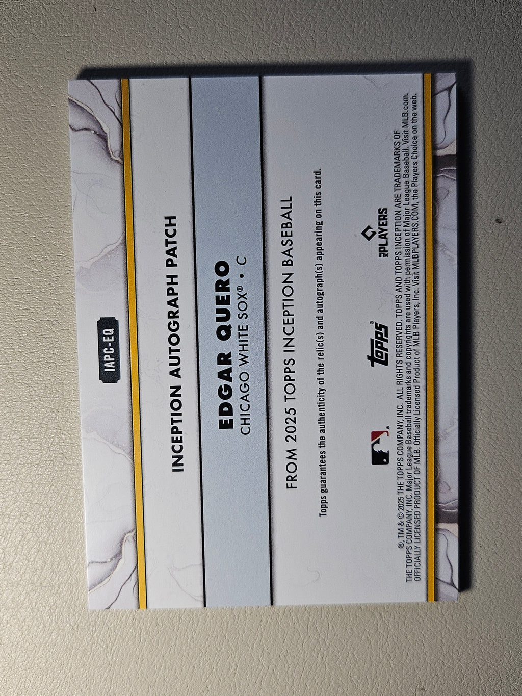 2025 Topps Inception Edgar Quero Patch Auto #/25