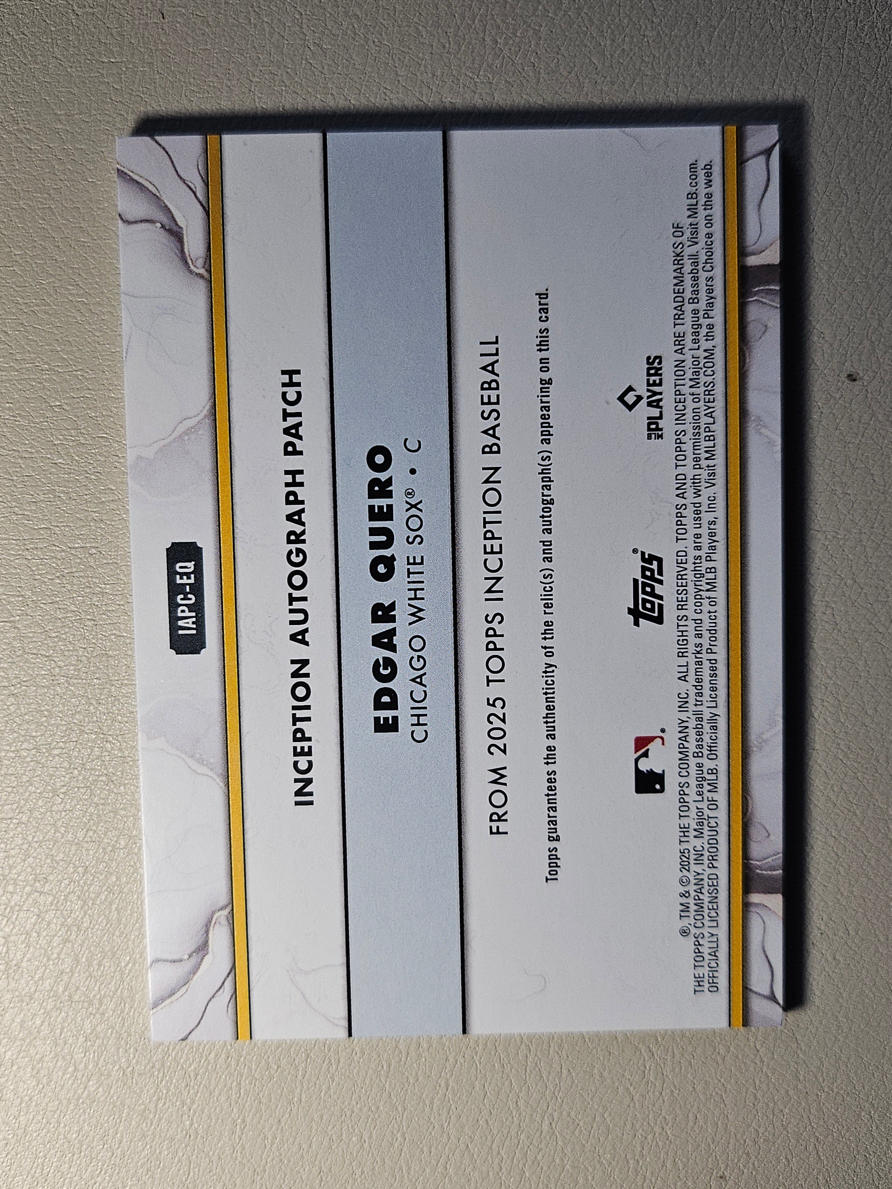 2025 Topps Inception Edgar Quero Patch Auto #/25