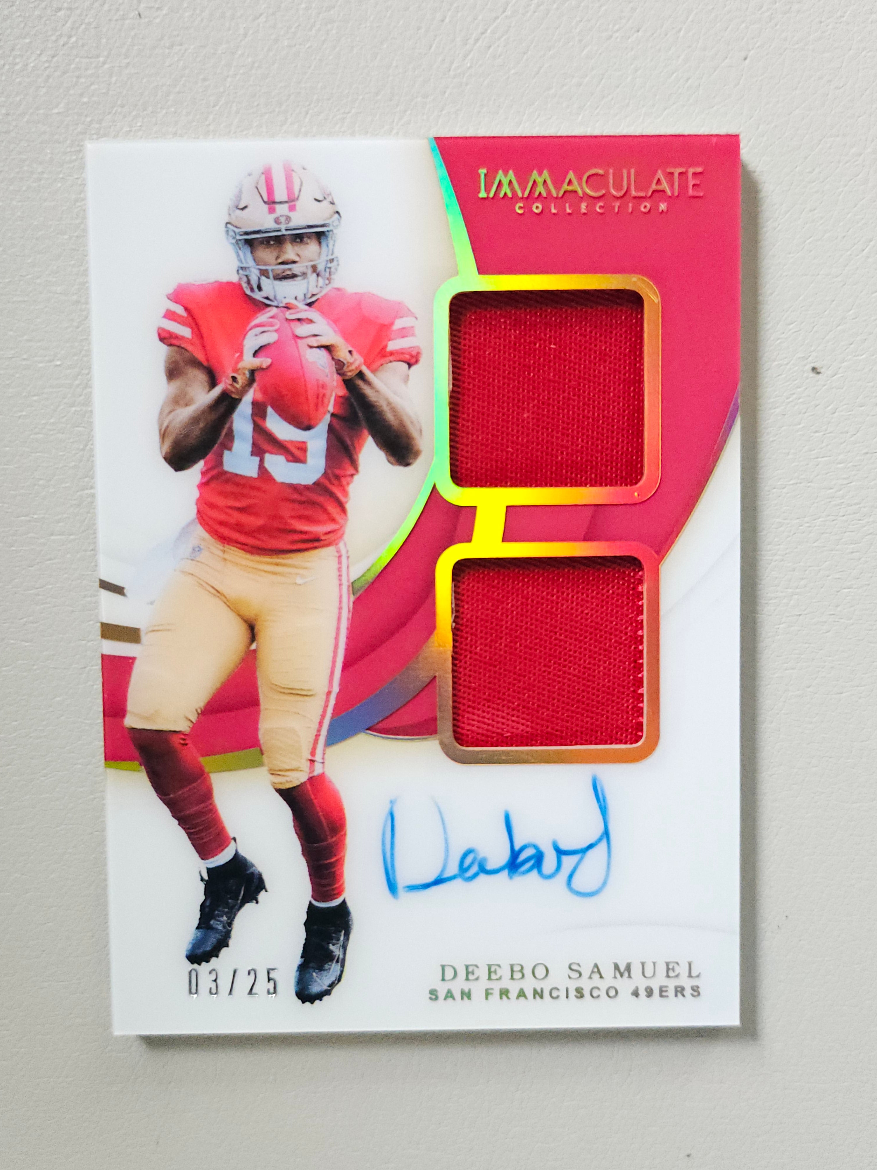 2019 Panini Immaculate Deebo Samuel Signature Patches Rookie Gold #/25