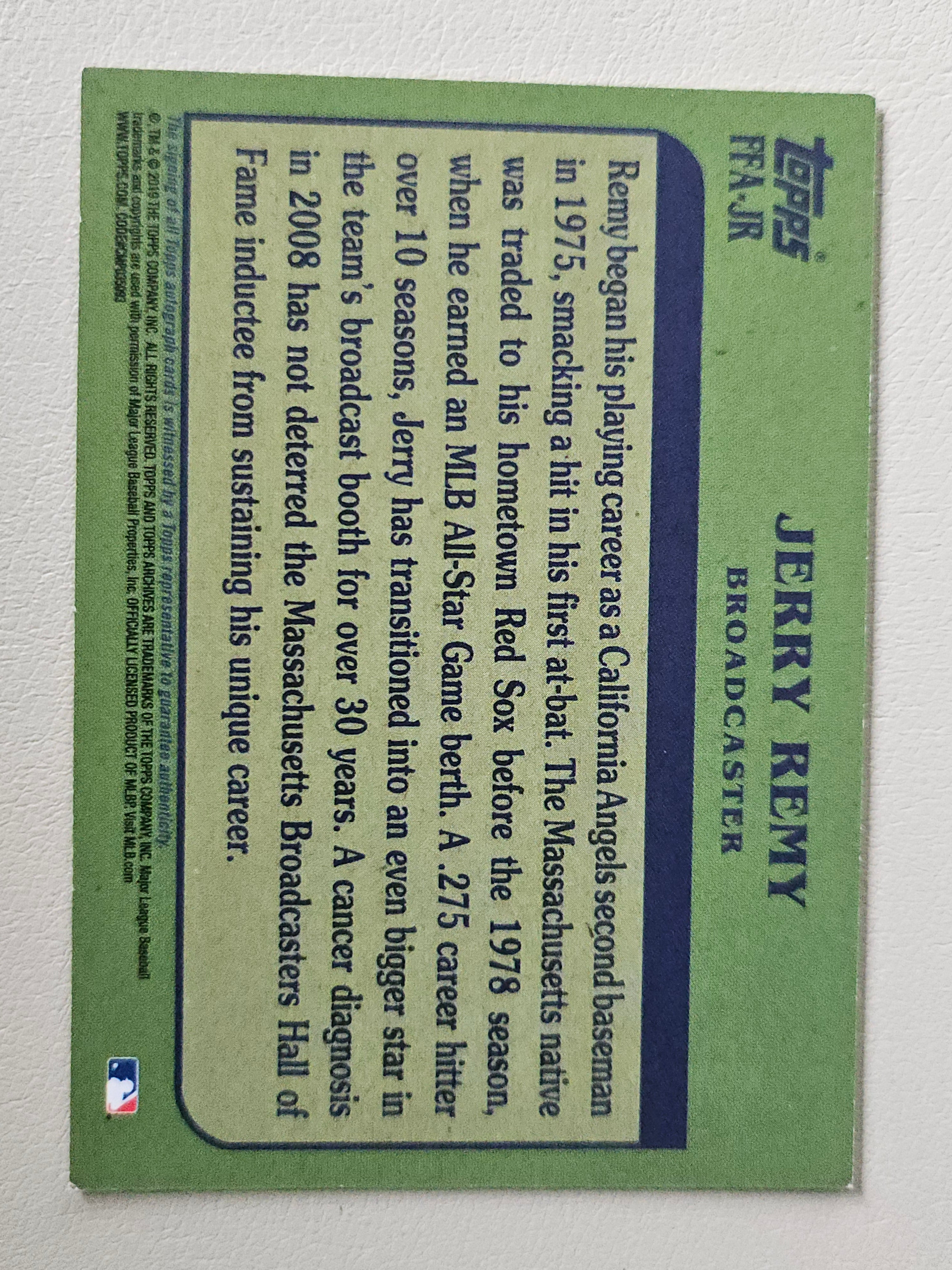 2019 Topps Archives #FFA-JR Jerry Remy Fan Favorite Autographs