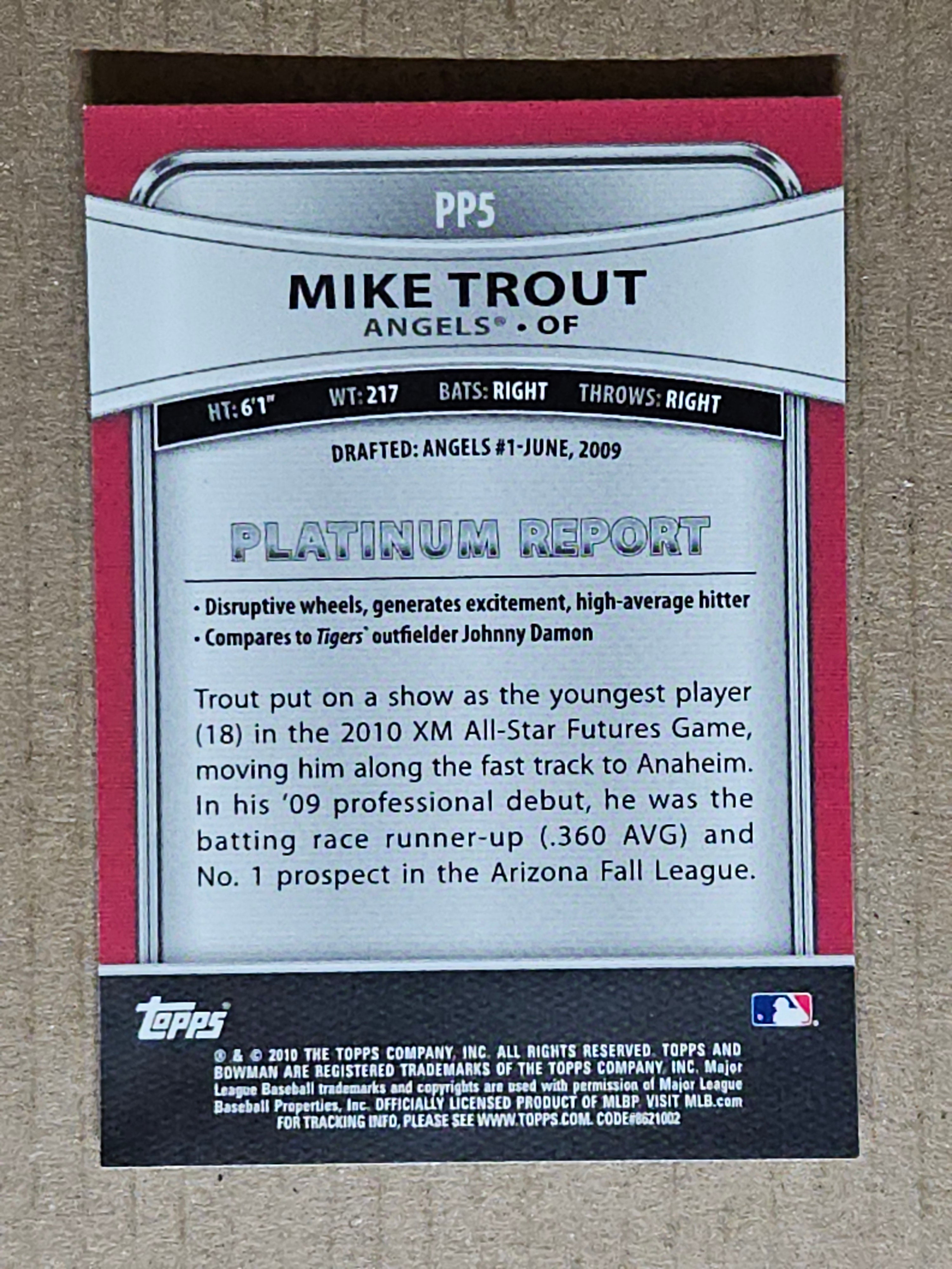 2010 Bowman Platinum #PP5 Mike Trout Prospects
