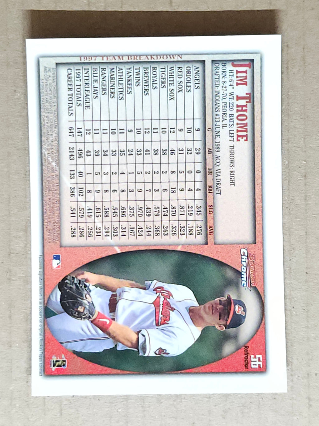 1998 Bowman Chrome #56 Jim Thome International Refractors