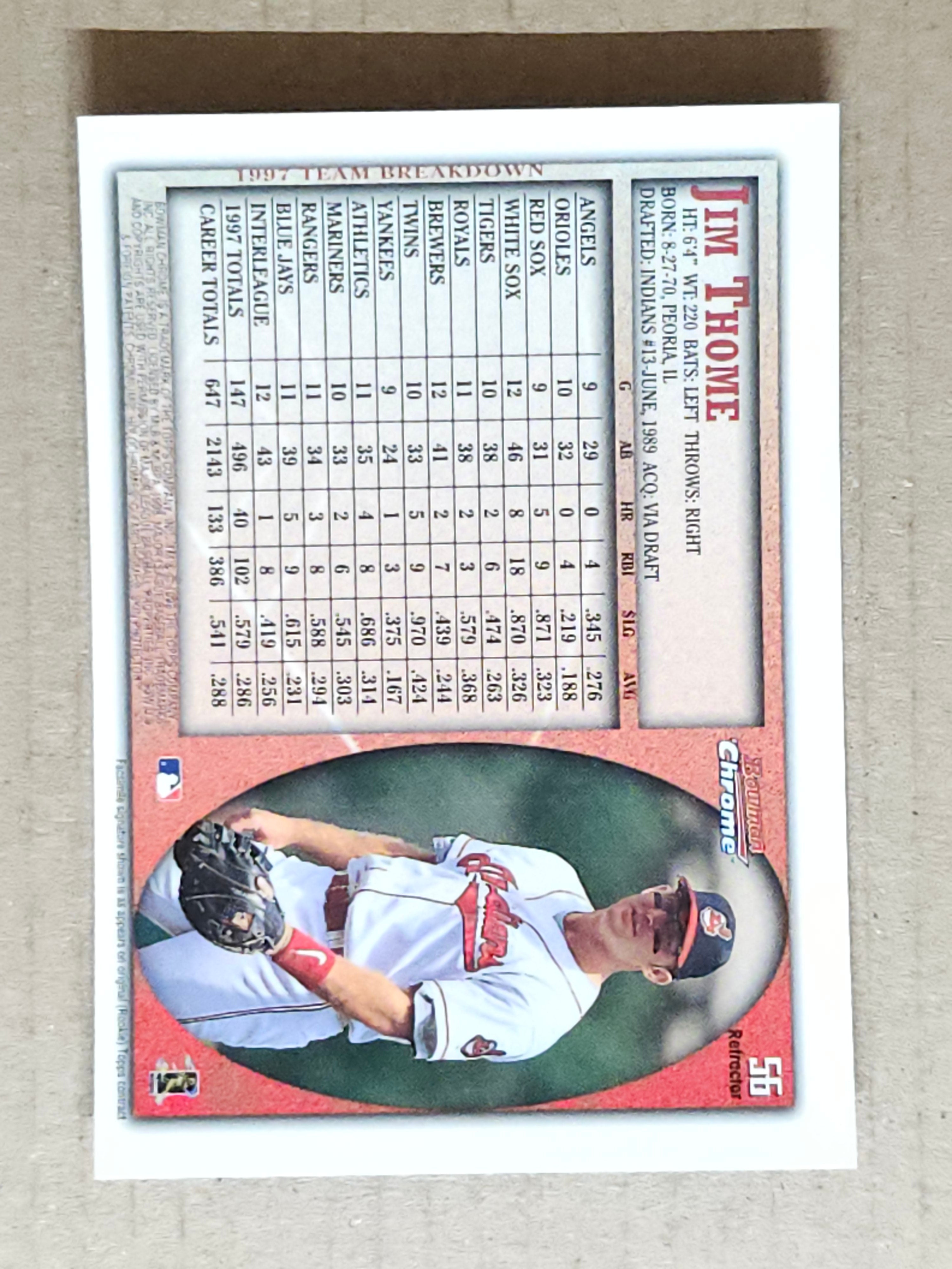 1998 Bowman Chrome #56 Jim Thome International Refractors