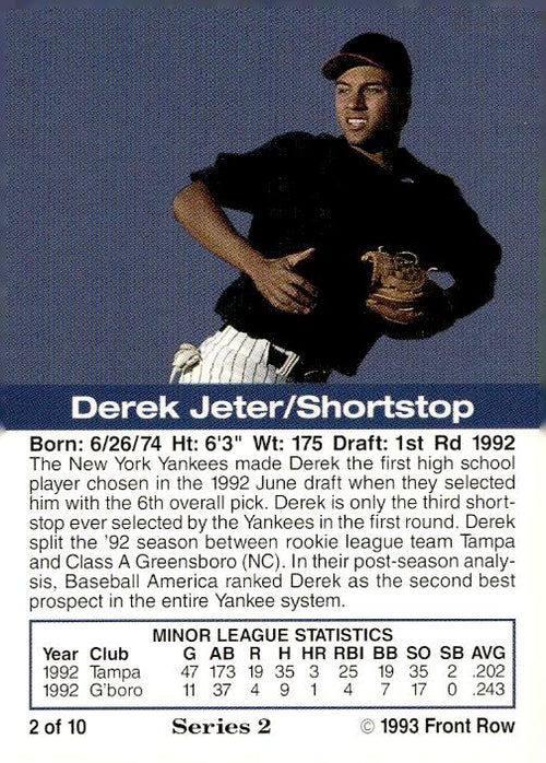 1993 Front Row Gold Collection Series 2 #2 Derek Jeter