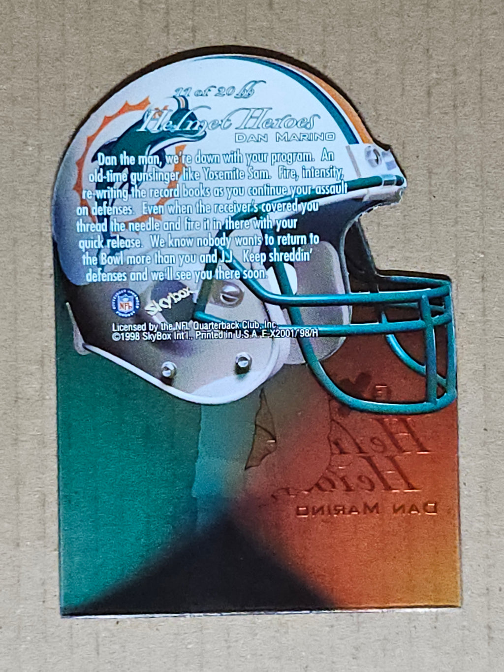 1998 SkyBox E-X2001 #11hh Dan Marino Helmet-Heroes