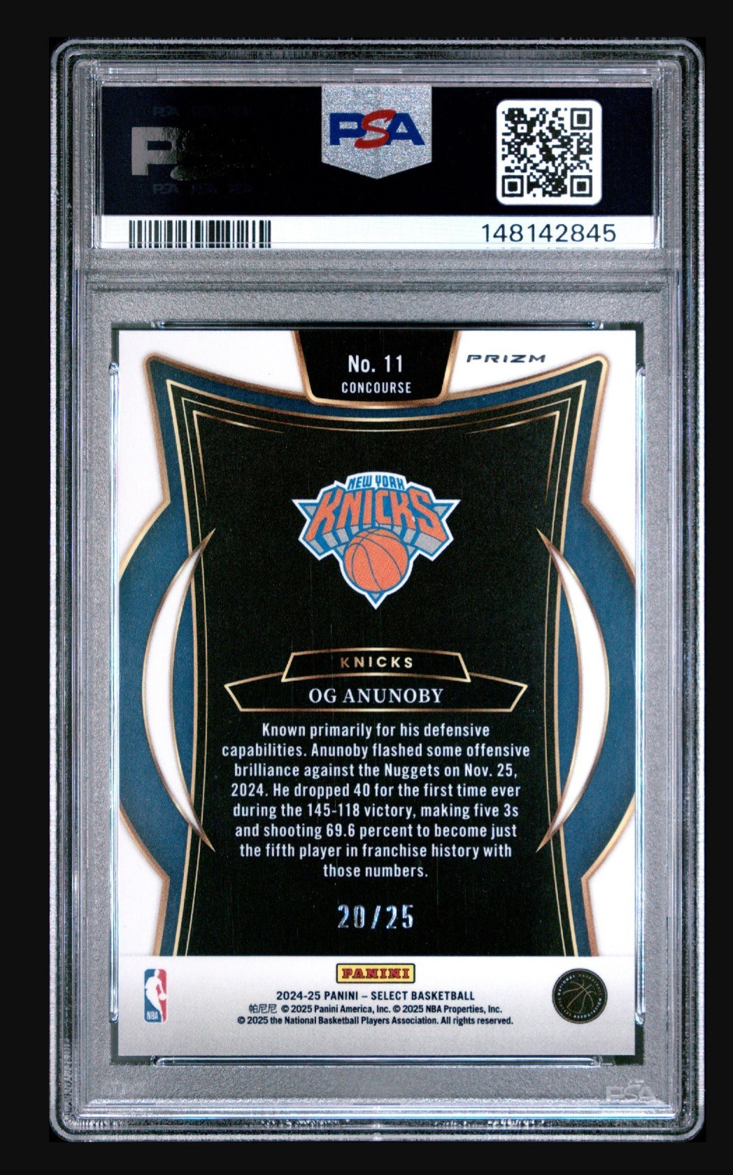 2024-25 Panini Select #11 OG Anunoby Tie-Dye Prizm #/25 PSA9