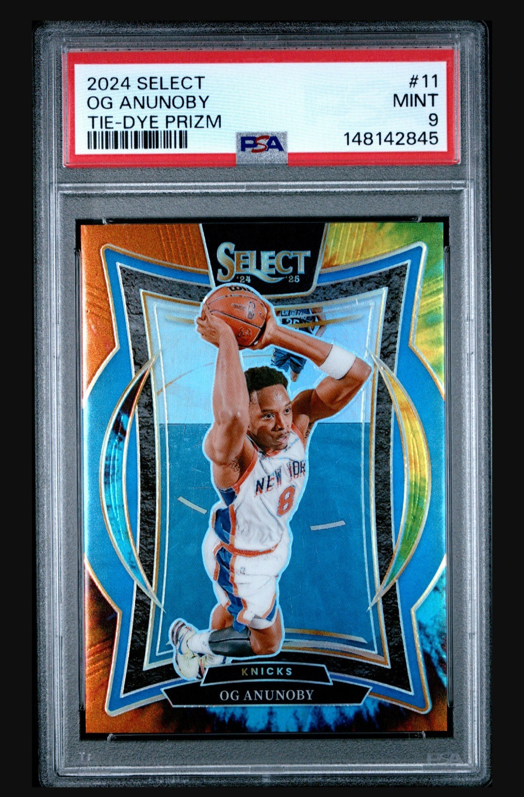 2024-25 Panini Select #11 OG Anunoby Tie-Dye Prizm #/25 PSA9