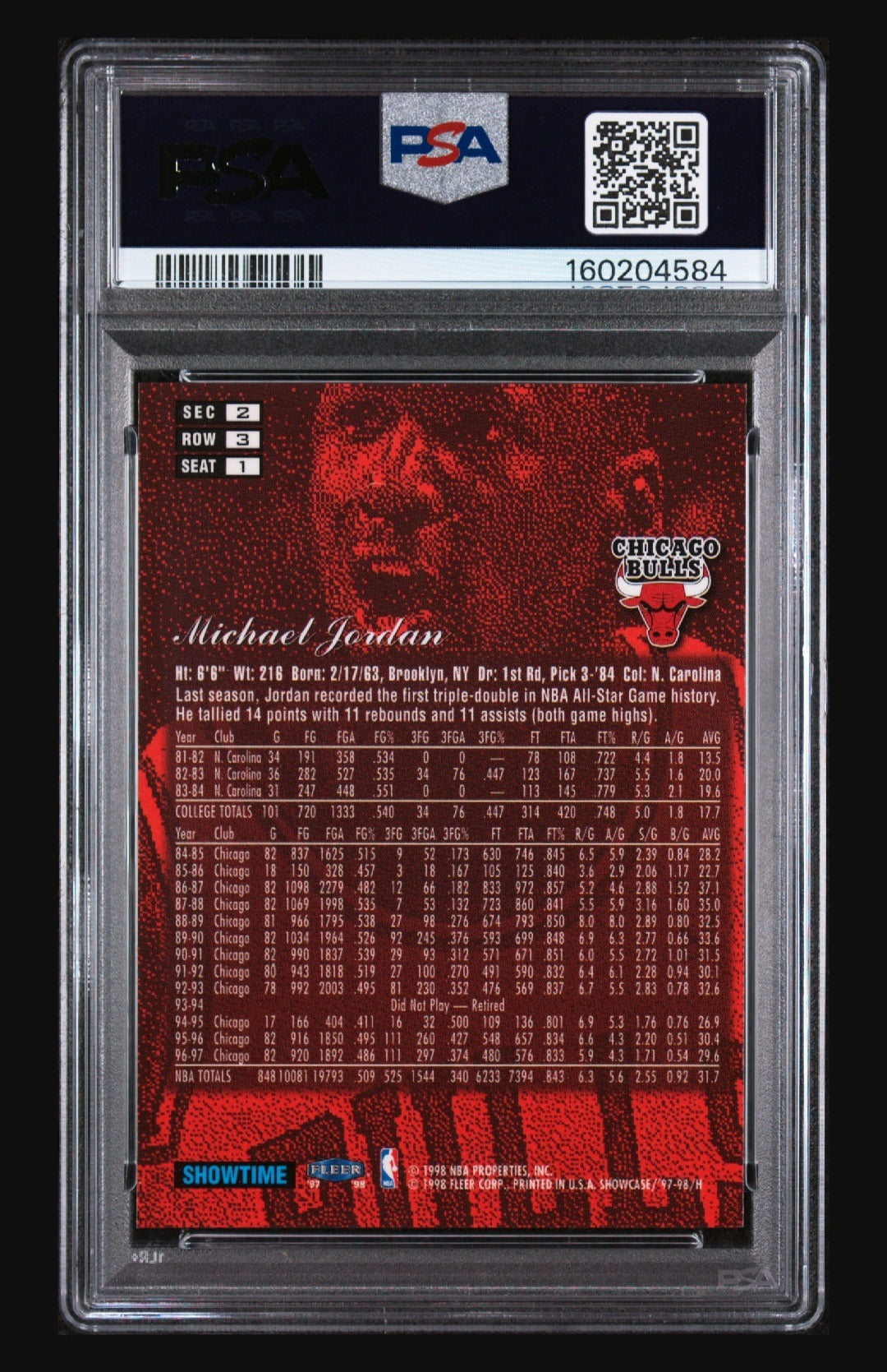 1997-98 Flair Showcase #1 Michael Jordan Row 3 PSA 8