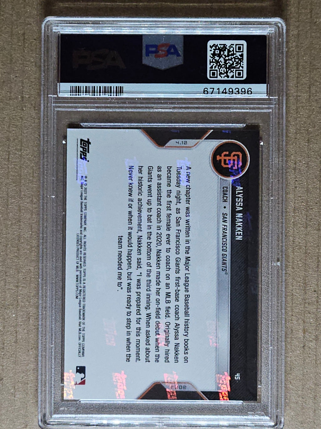 2022 Topps Now #45 Alyssa Nakken PSA 10