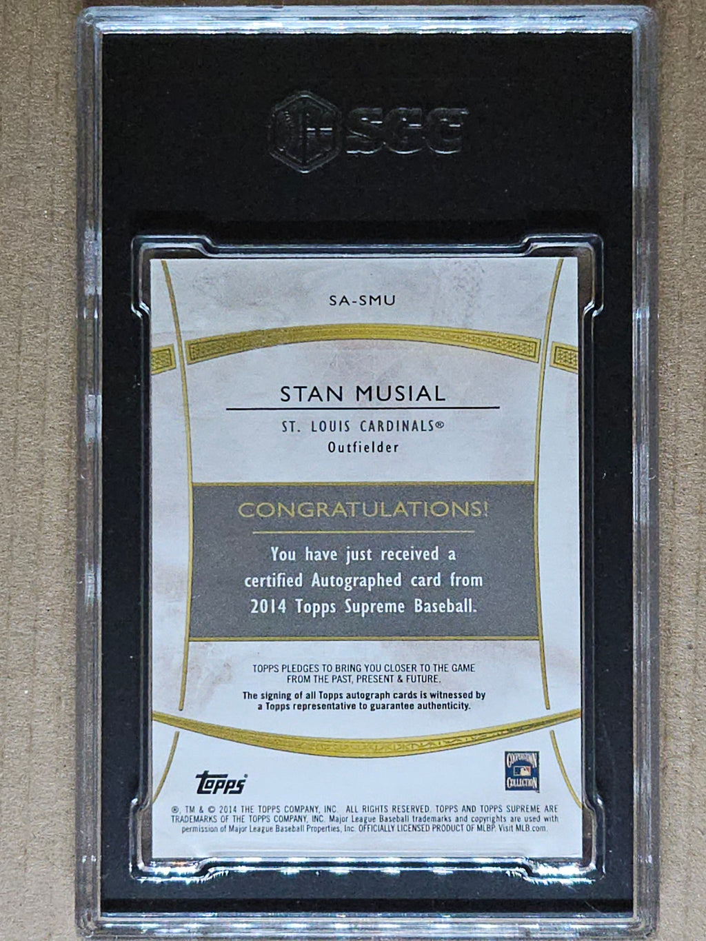 2014 Topps Supreme #SA-SMU Stan Musial Black #/5 SGC 9.5 Auto 10
