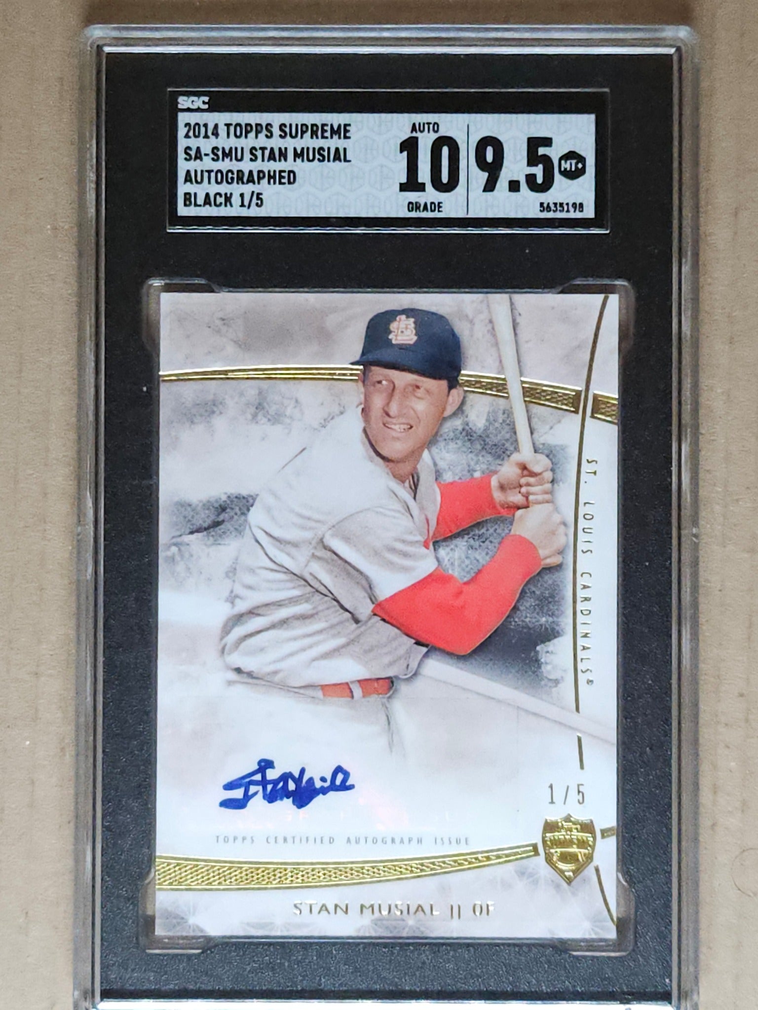 2014 Topps Supreme #SA-SMU Stan Musial Black #/5 SGC 9.5 Auto 10