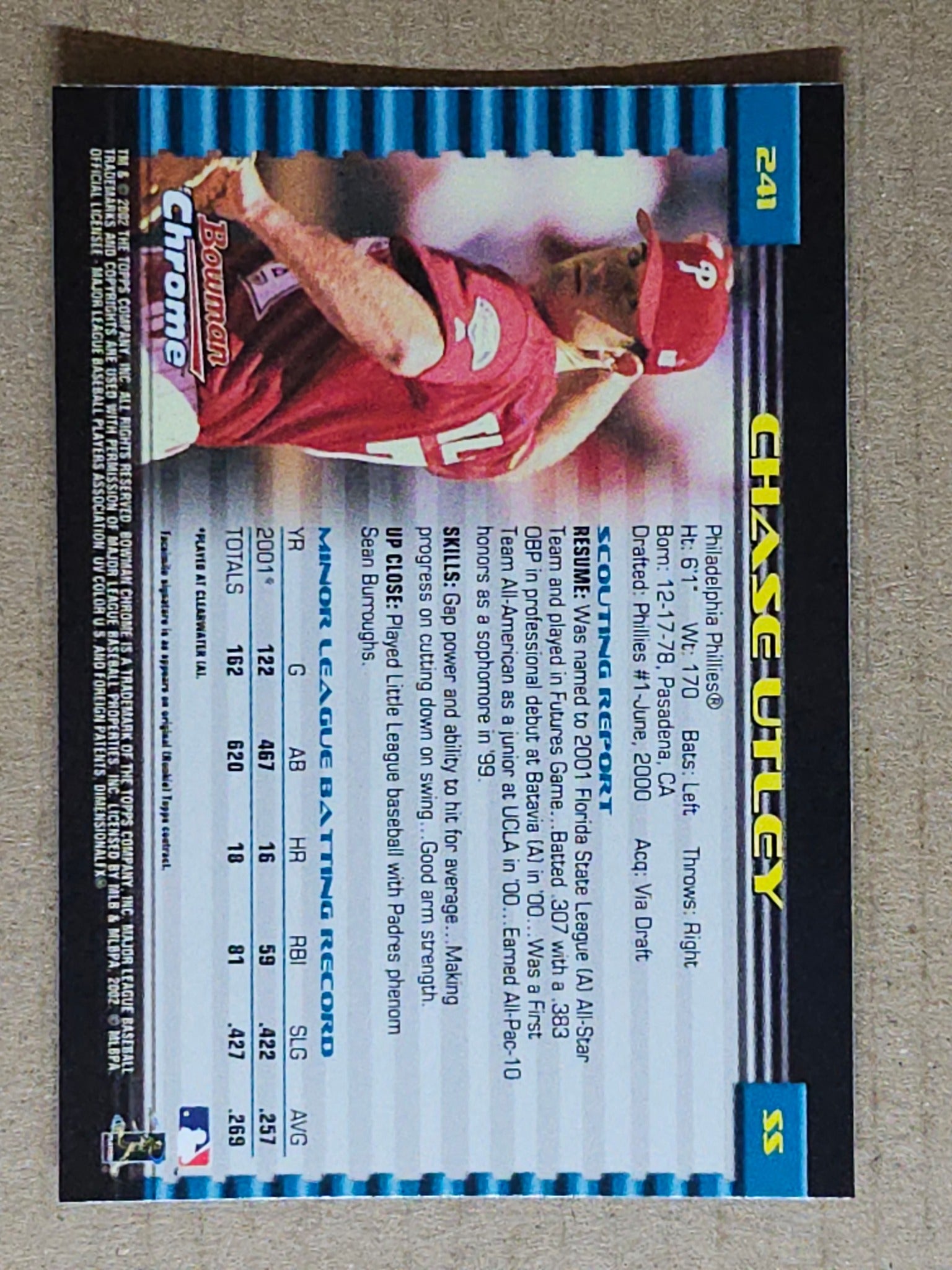 2002 Bowman Chrome #241 Chase Utley