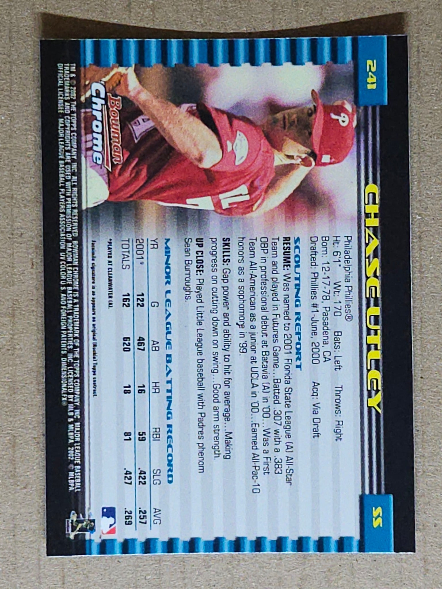 2002 Bowman Chrome #241 Chase Utley