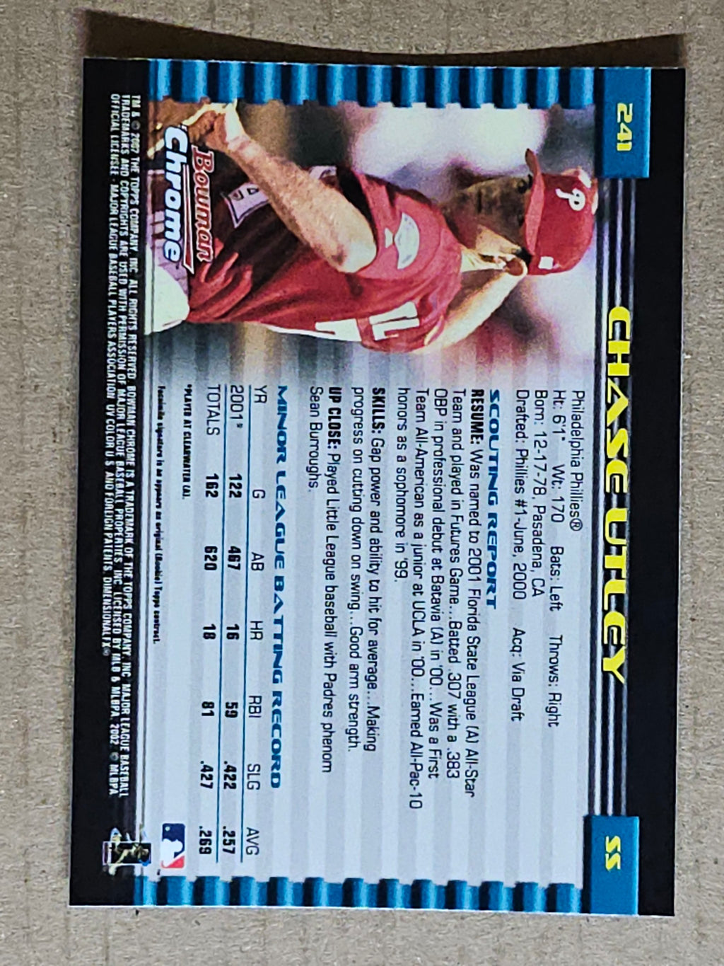 2002 Bowman Chrome #241 Chase Utley