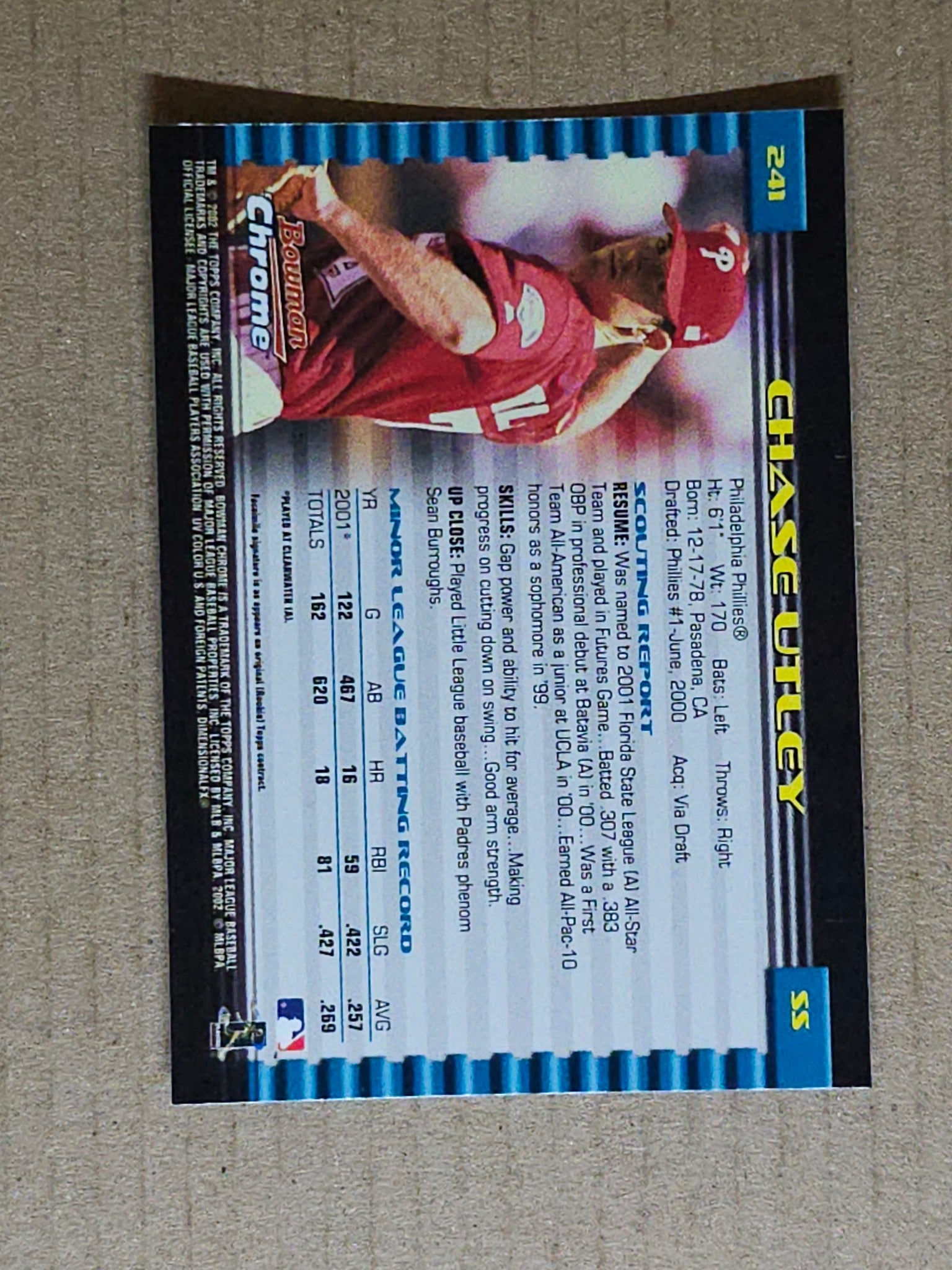2002 Bowman Chrome #241 Chase Utley