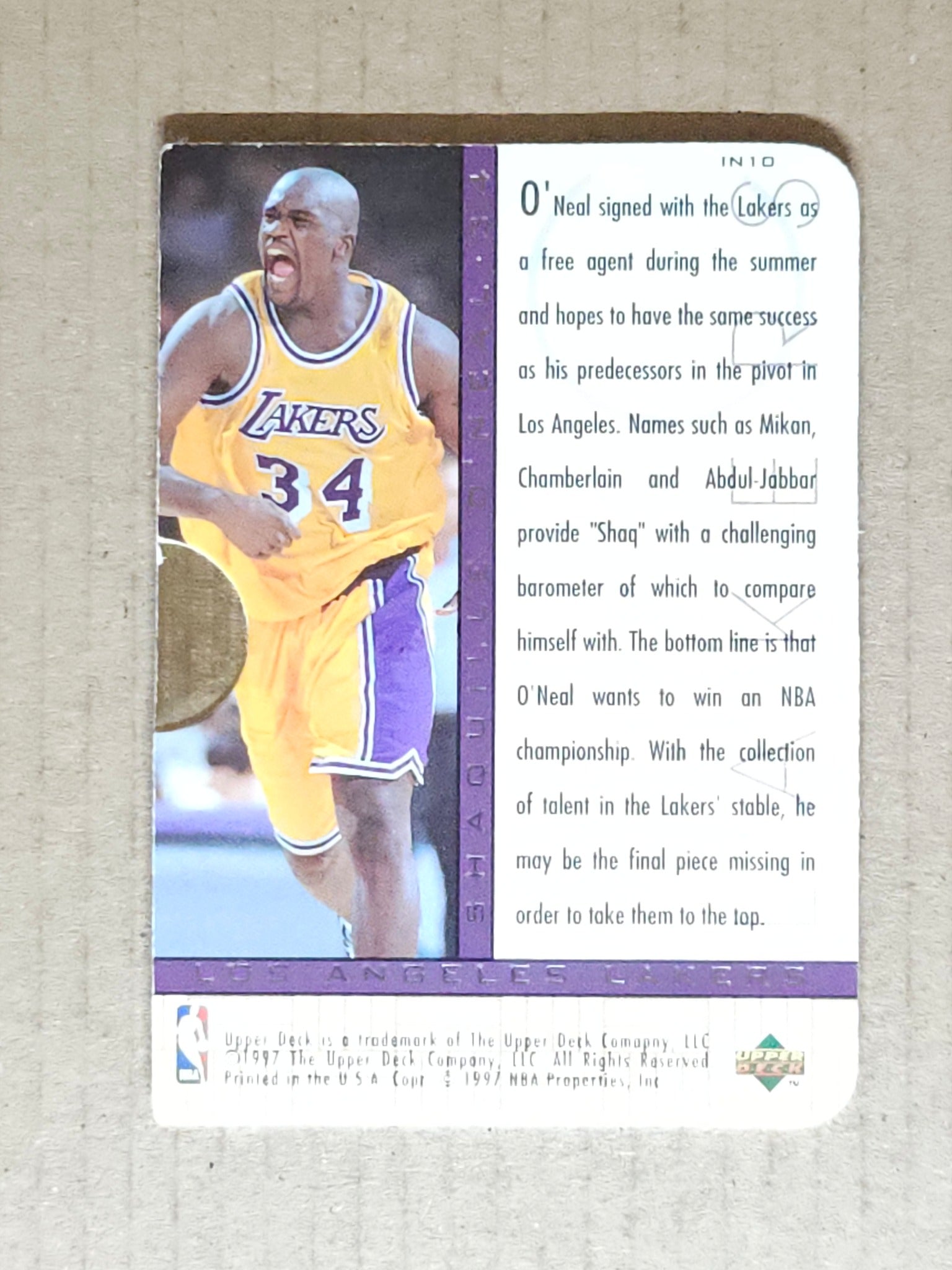 1996-97 SP #IN10 Shaquille O'Neal Inside Info Gold