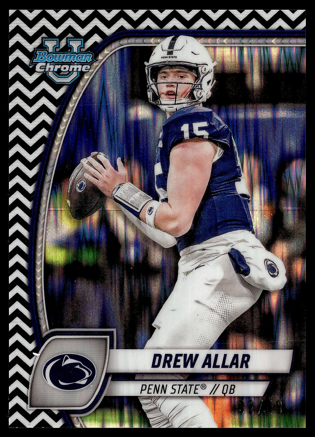2024 Bowman U Chrome #4 Drew Allar Black and White Stealth Refractor #/48