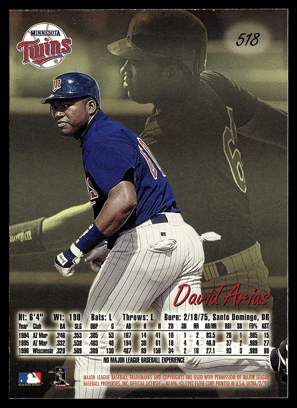 1997 Ultra #518 David Arias