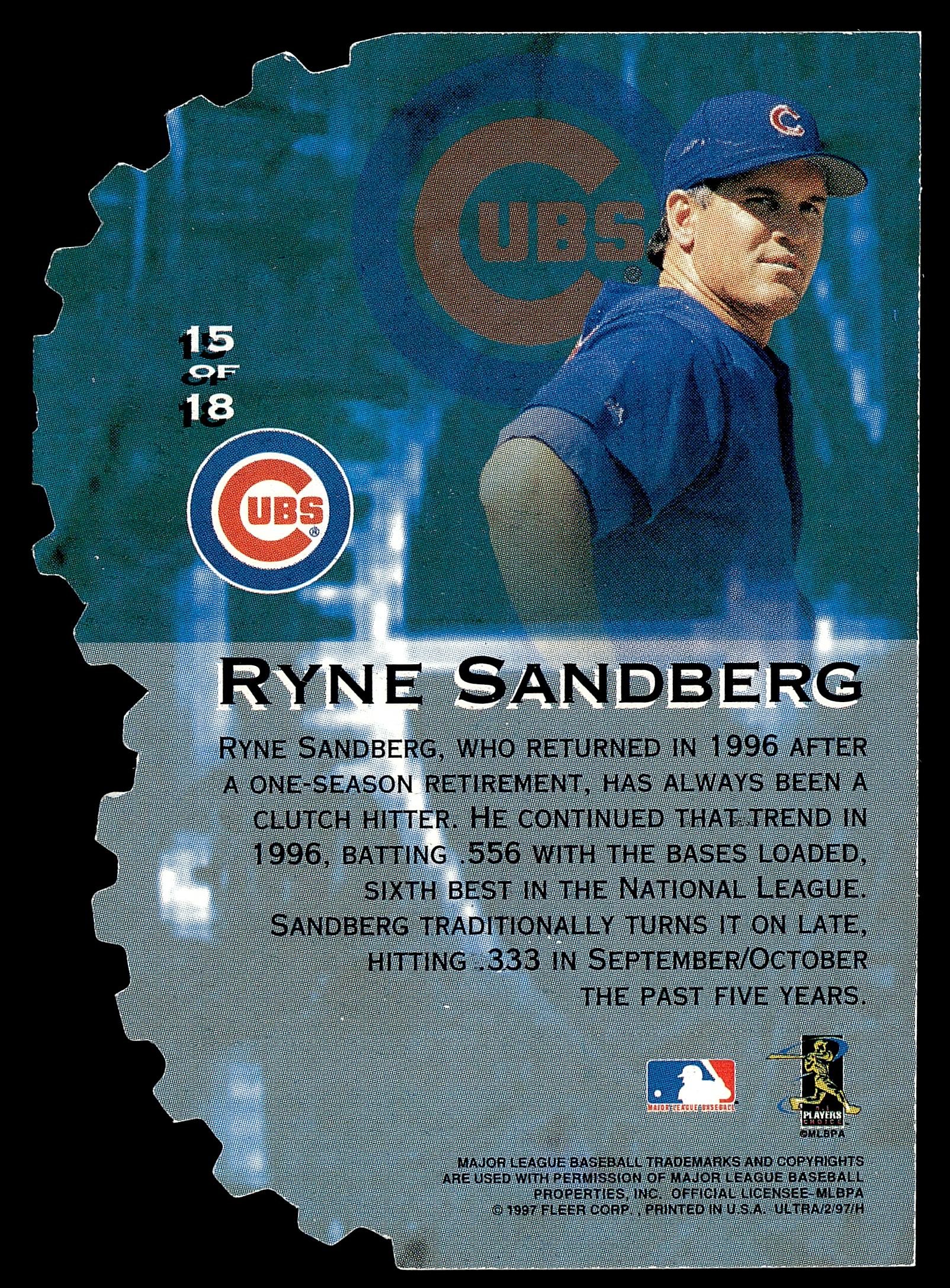 1997 Ultra #15 Ryne Sandberg Hitting Machines