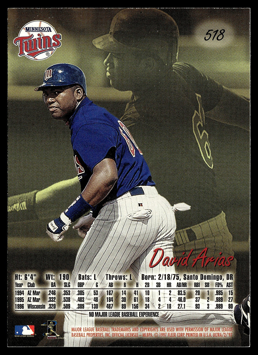 1997 Ultra #518 David Arias