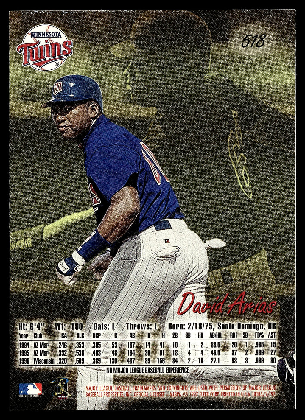 1997 Ultra #518 David Arias
