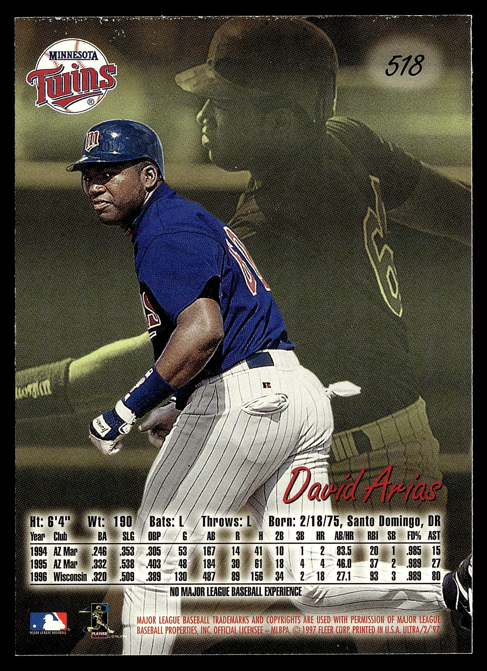 1997 Ultra #518 David Arias