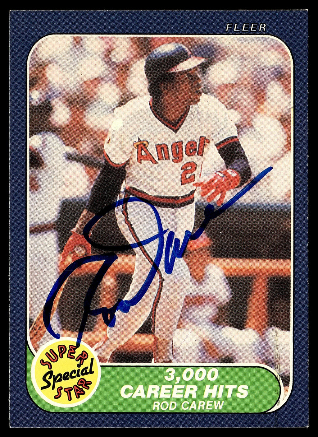 1986 Fleer #629 3,000 Career Hits (Rod Carew) In-Person Auto