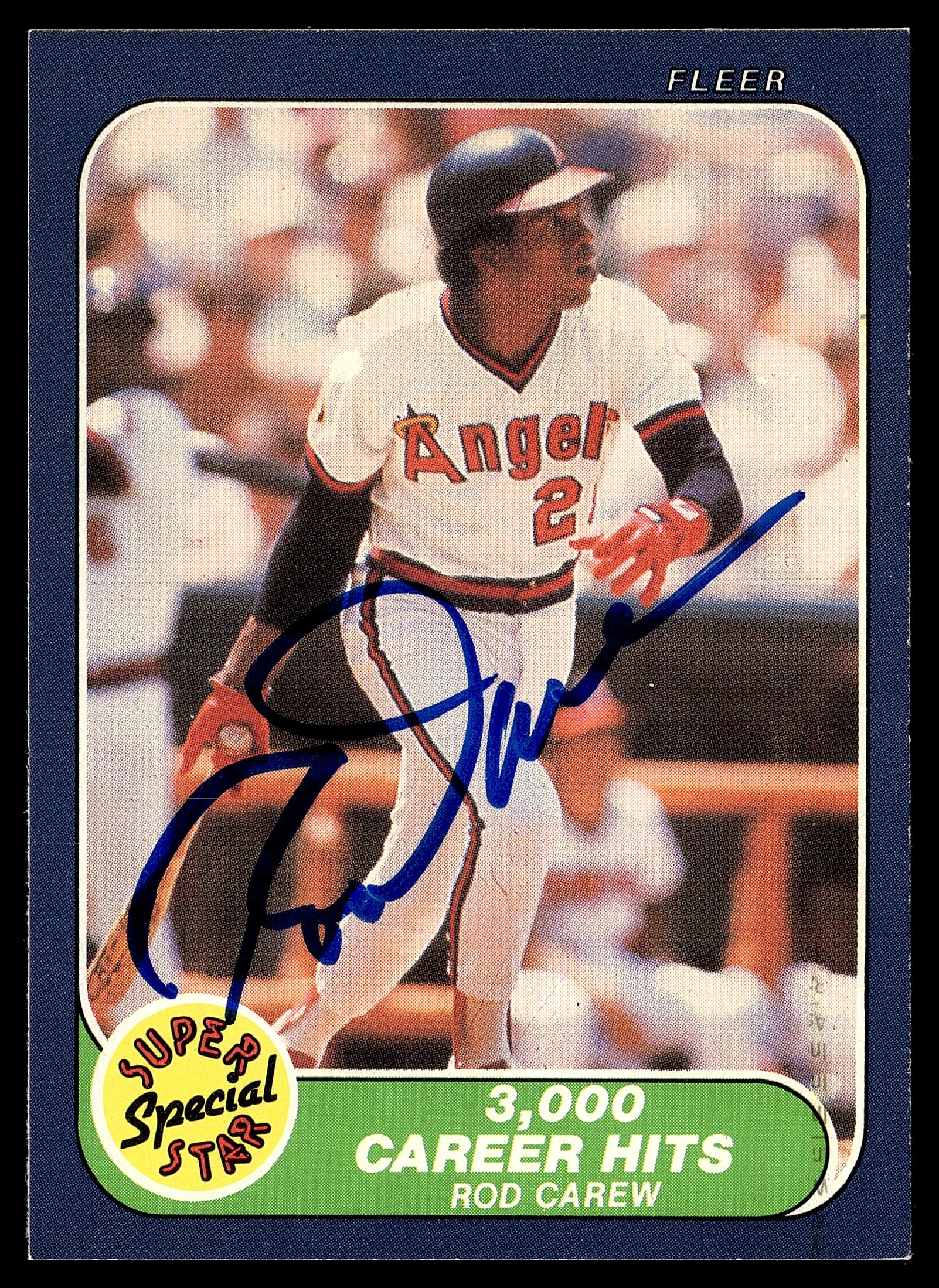 1986 Fleer #629 3,000 Career Hits (Rod Carew) In-Person Auto