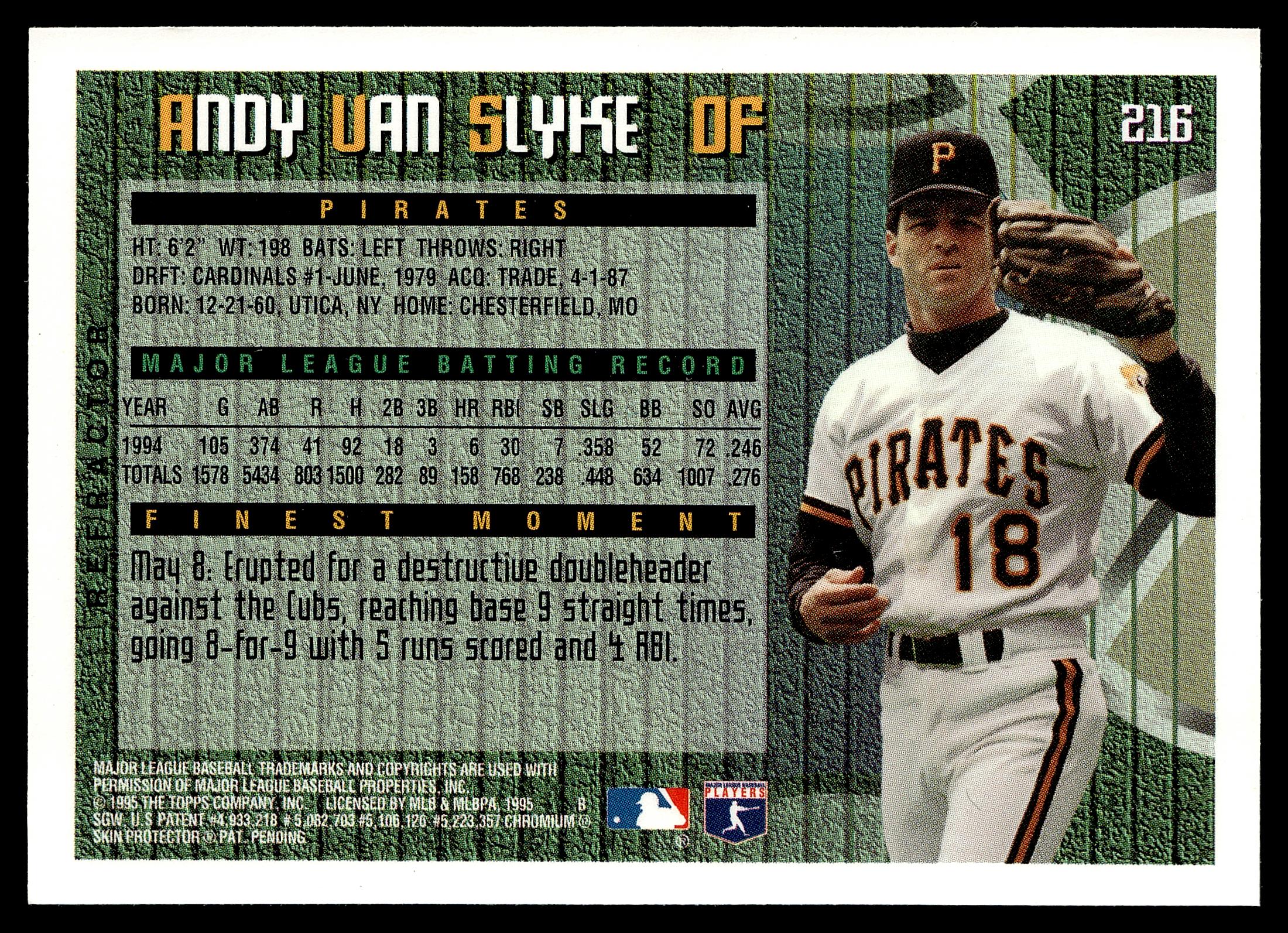 1995 Finest #216 Andy Van Slyke Refractors