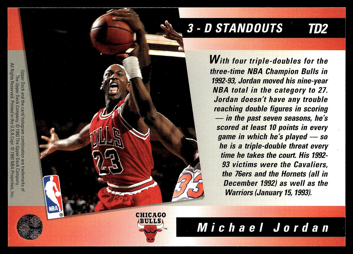 1993-94 Upper Deck #TD2 Michael Jordan Triple Double 3-D Standouts
