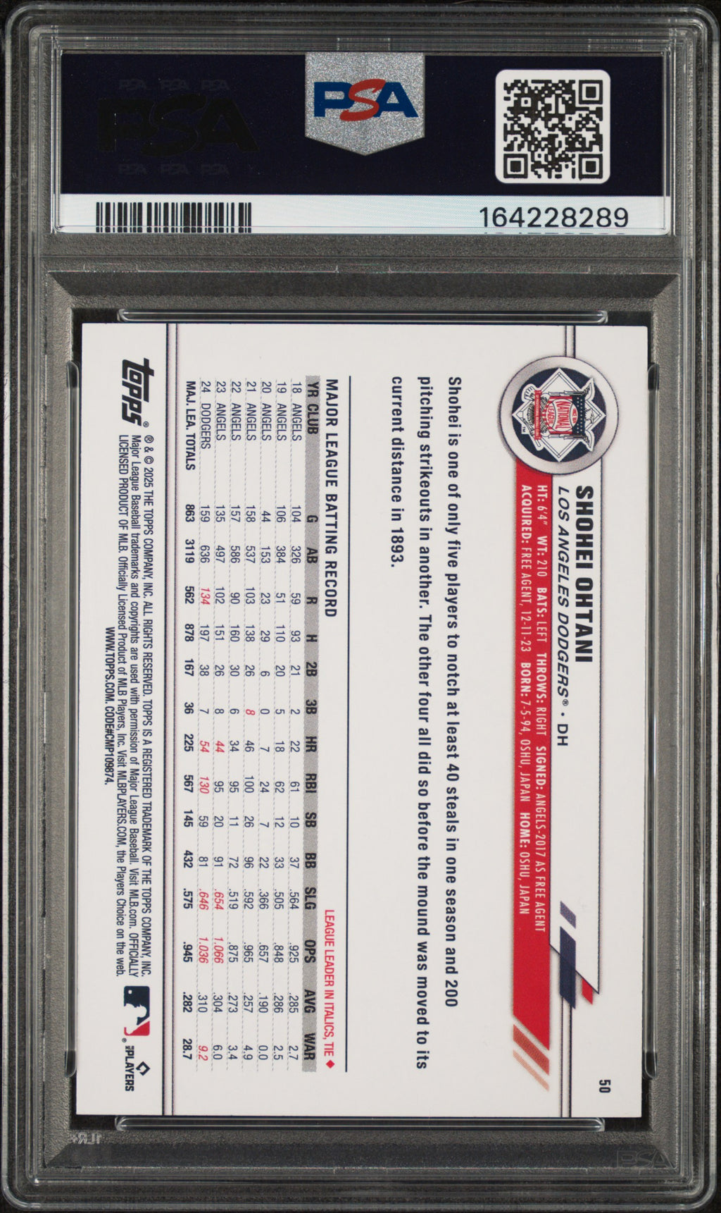 2025 Topps All-Star Game #50 Shohei Ohtani PSA 10