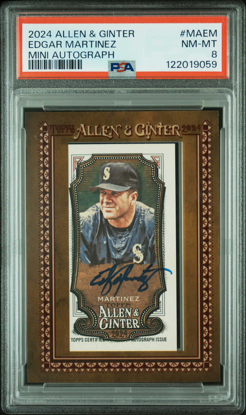 2024 Topps A&G Mini Autographs #MA-EM Edgar Martinez Framed Mini-Autograph PSA 8