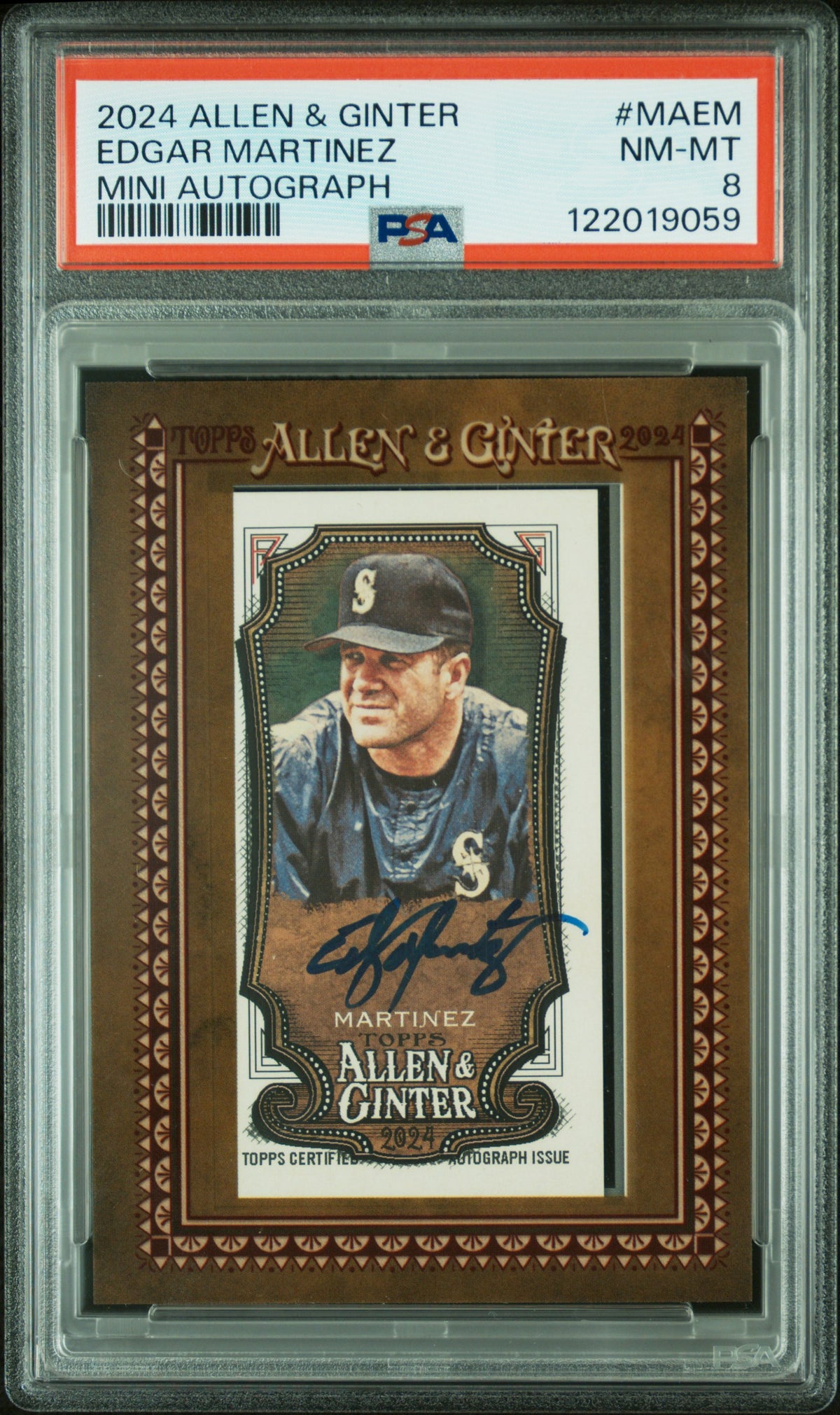 2024 Topps A&G Mini Autographs #MA-EM Edgar Martinez Framed Mini-Autograph PSA 8