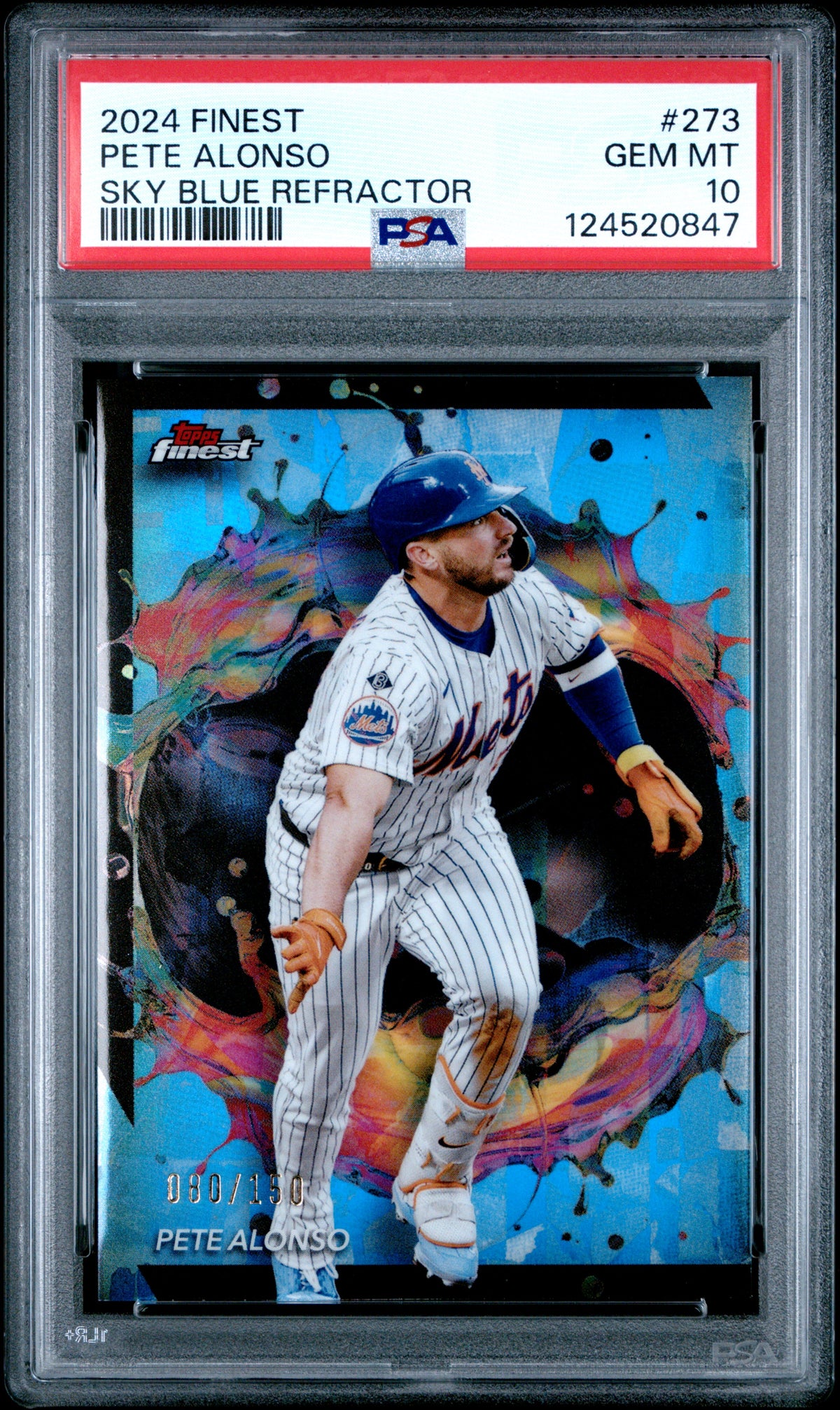 2024 Topps Finest #273 Pete Alonso Sky Blue Refractor PSA 10 #/150