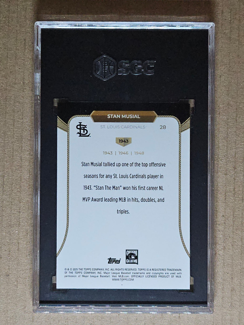 2025 Topps Welcome to the Club: 3X MVP #28 Stan Musial Aqua Foil SGC 10 #/75