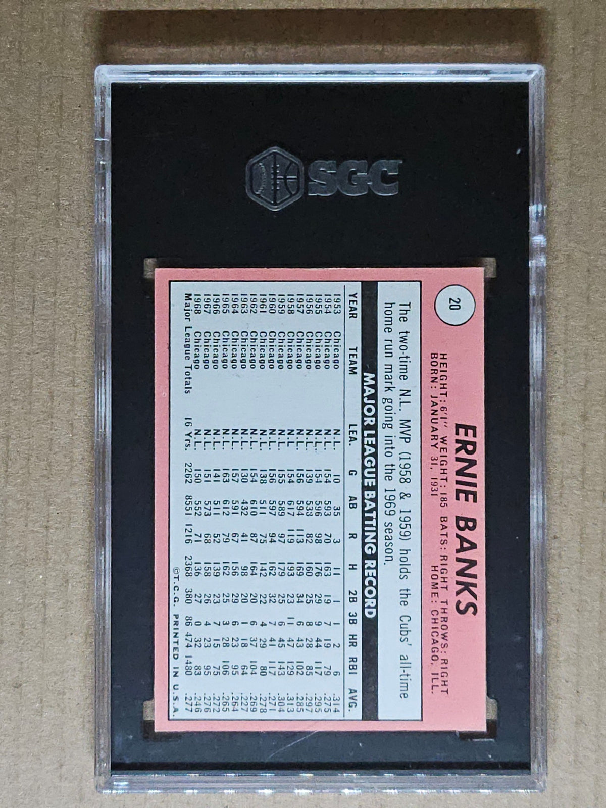 1969 Topps #20 Ernie Banks SGC 5