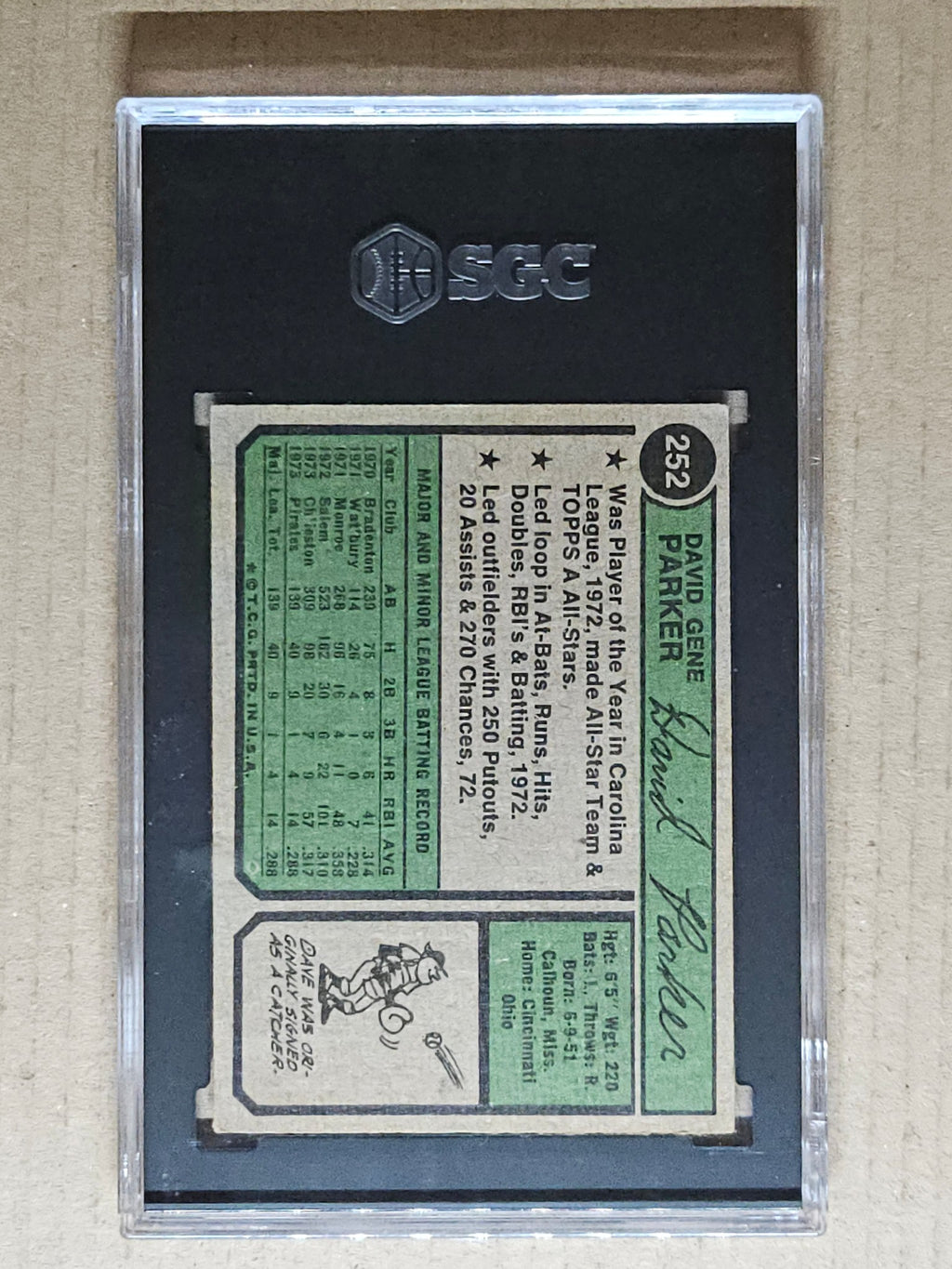 1974 Topps #252 Dave Parker SGC 5