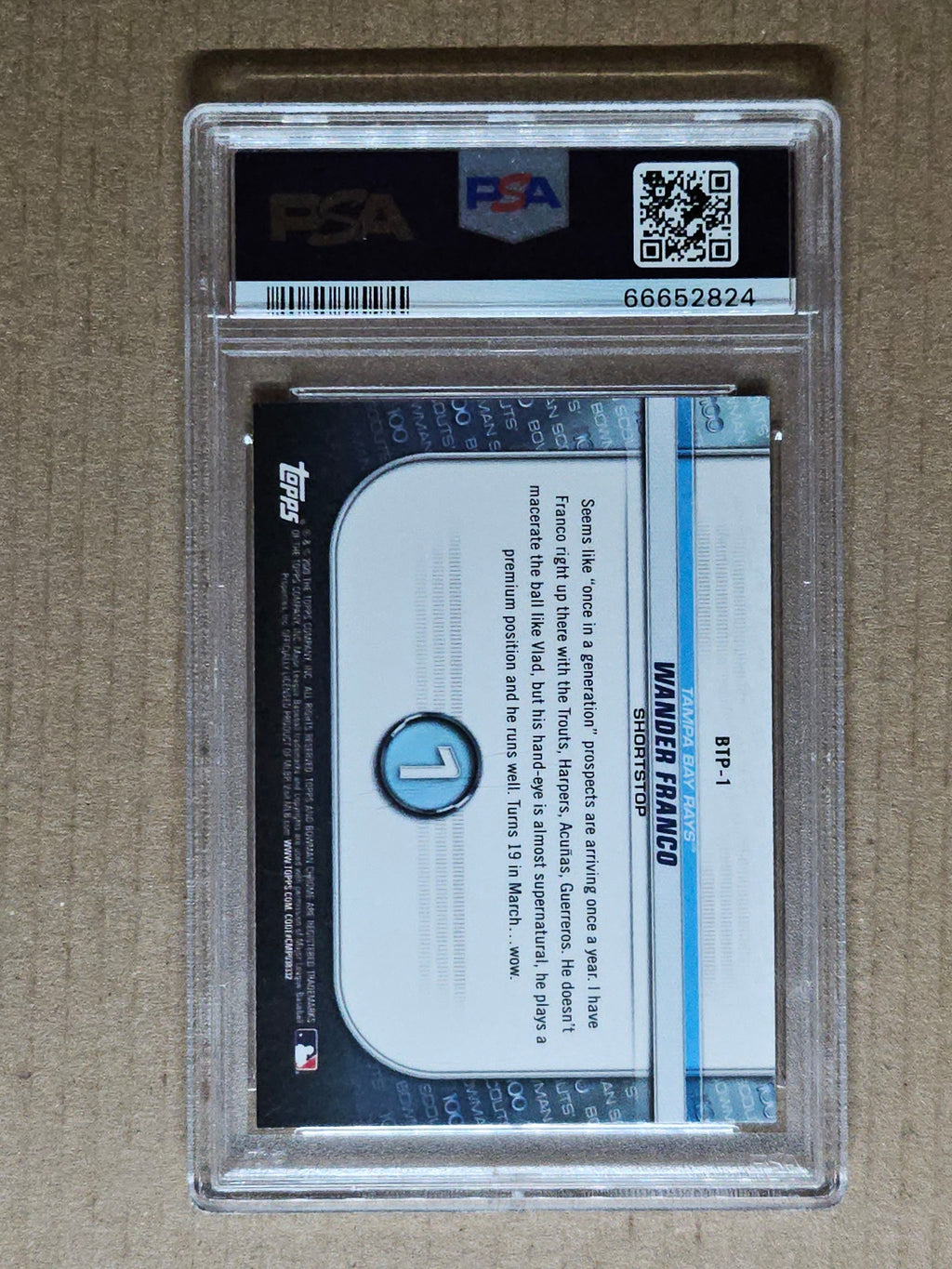 2020 Bowman #BTP-1 Wander Franco Chrome Bowman Scouts Top 100 PSA 10