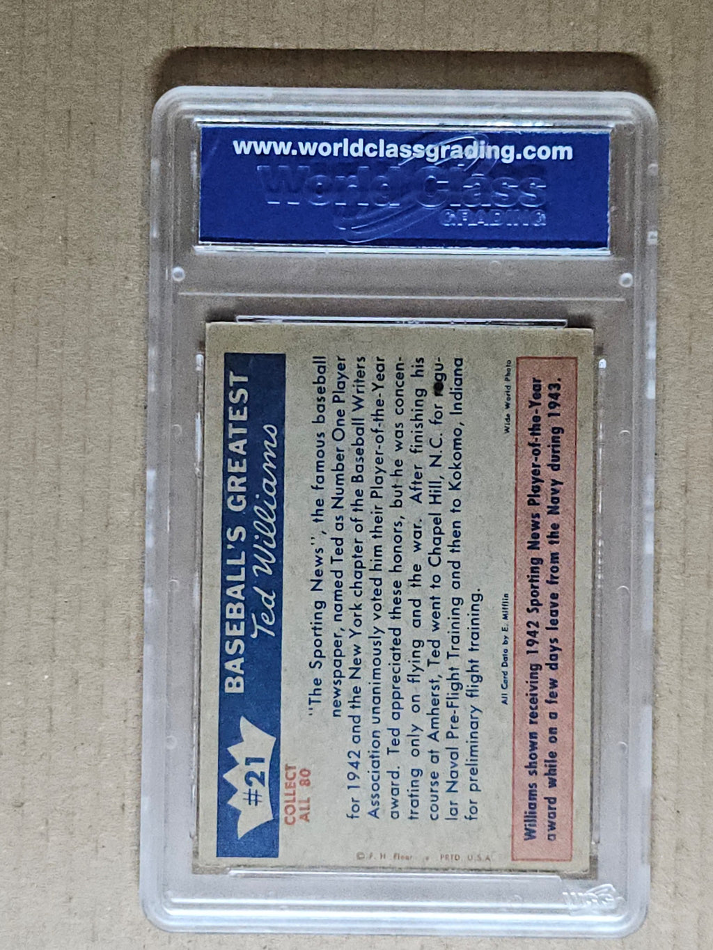 1959 Fleer Ted Williams #21 Ted Williams WCG NM-7