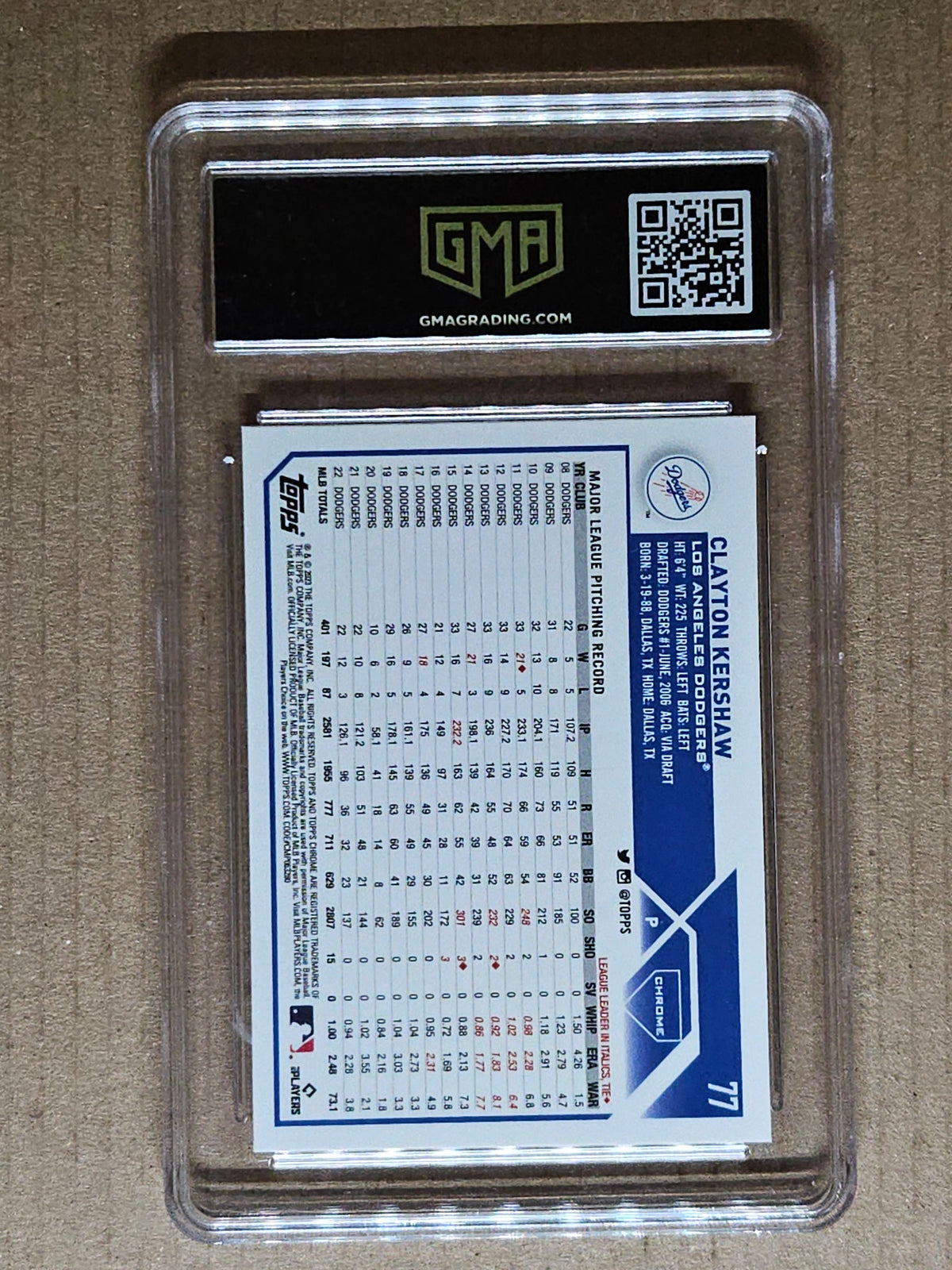 2023 Topps Chrome Logofractor Edition #77 Clayton Kershaw GMA 10