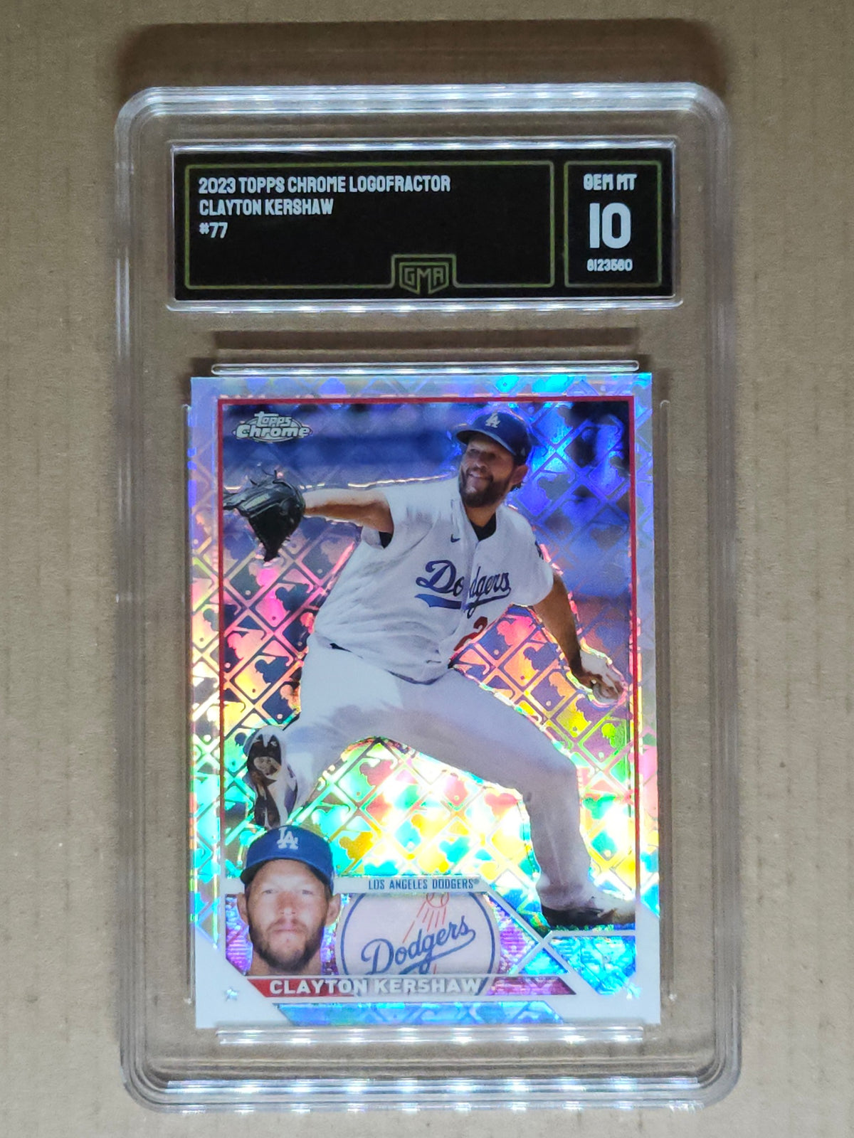2023 Topps Chrome Logofractor Edition #77 Clayton Kershaw GMA 10