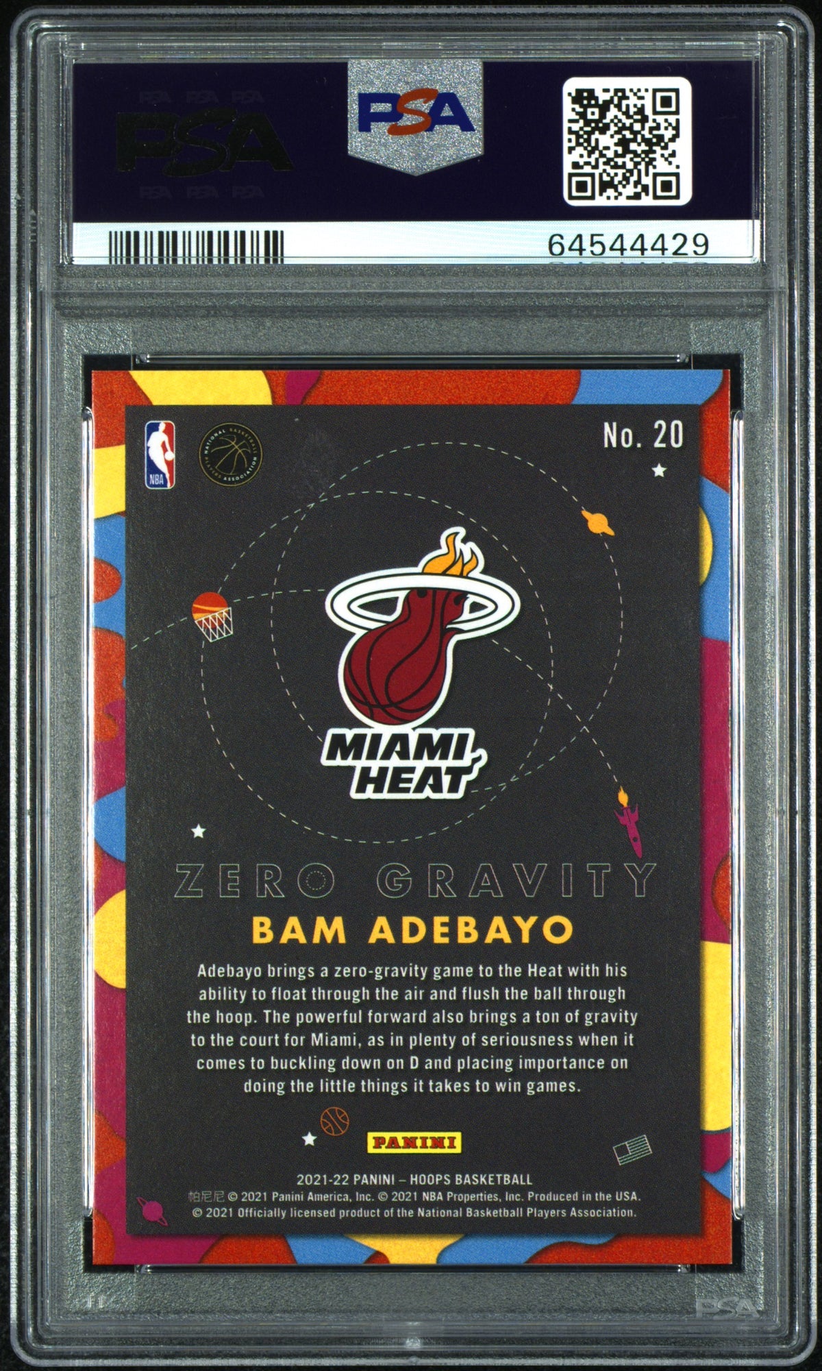 2021-22 Hoops #20 Bam Adebayo Zero Gravity Holo Artist Proof Gold PSA 9 #/10
