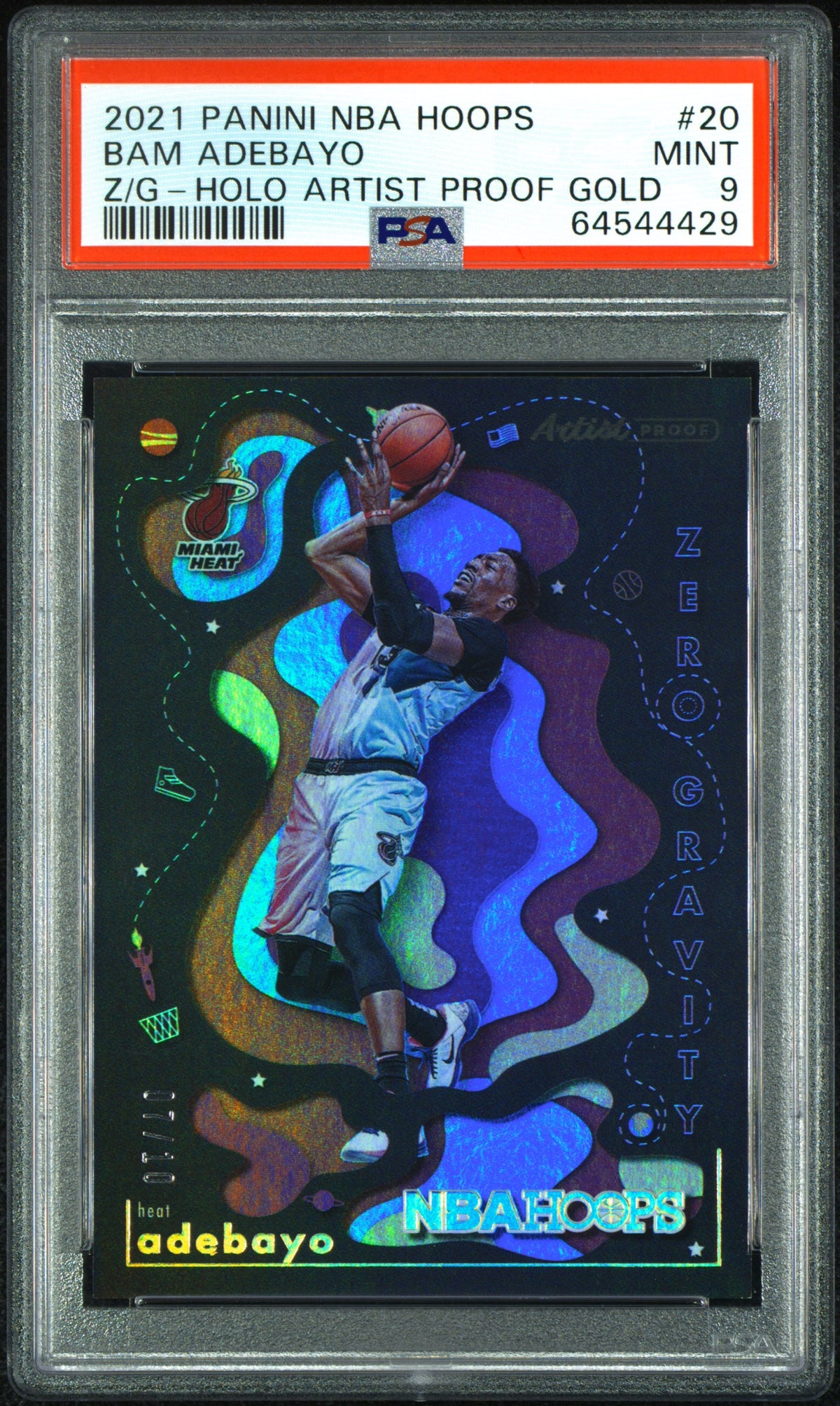 2021-22 Hoops #20 Bam Adebayo Zero Gravity Holo Artist Proof Gold PSA 9 #/10