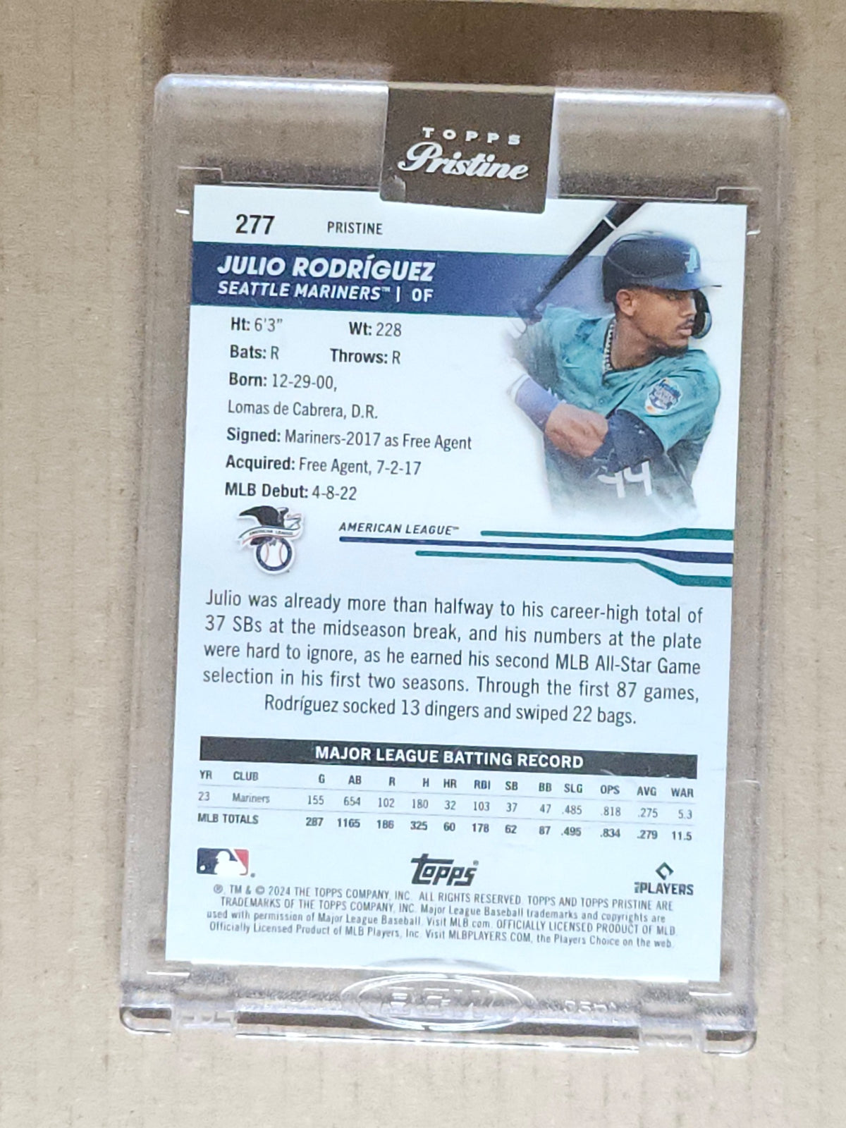 2024 Topps Pristine #277 Julio Rodríguez Pristine Purple Refractor #/99