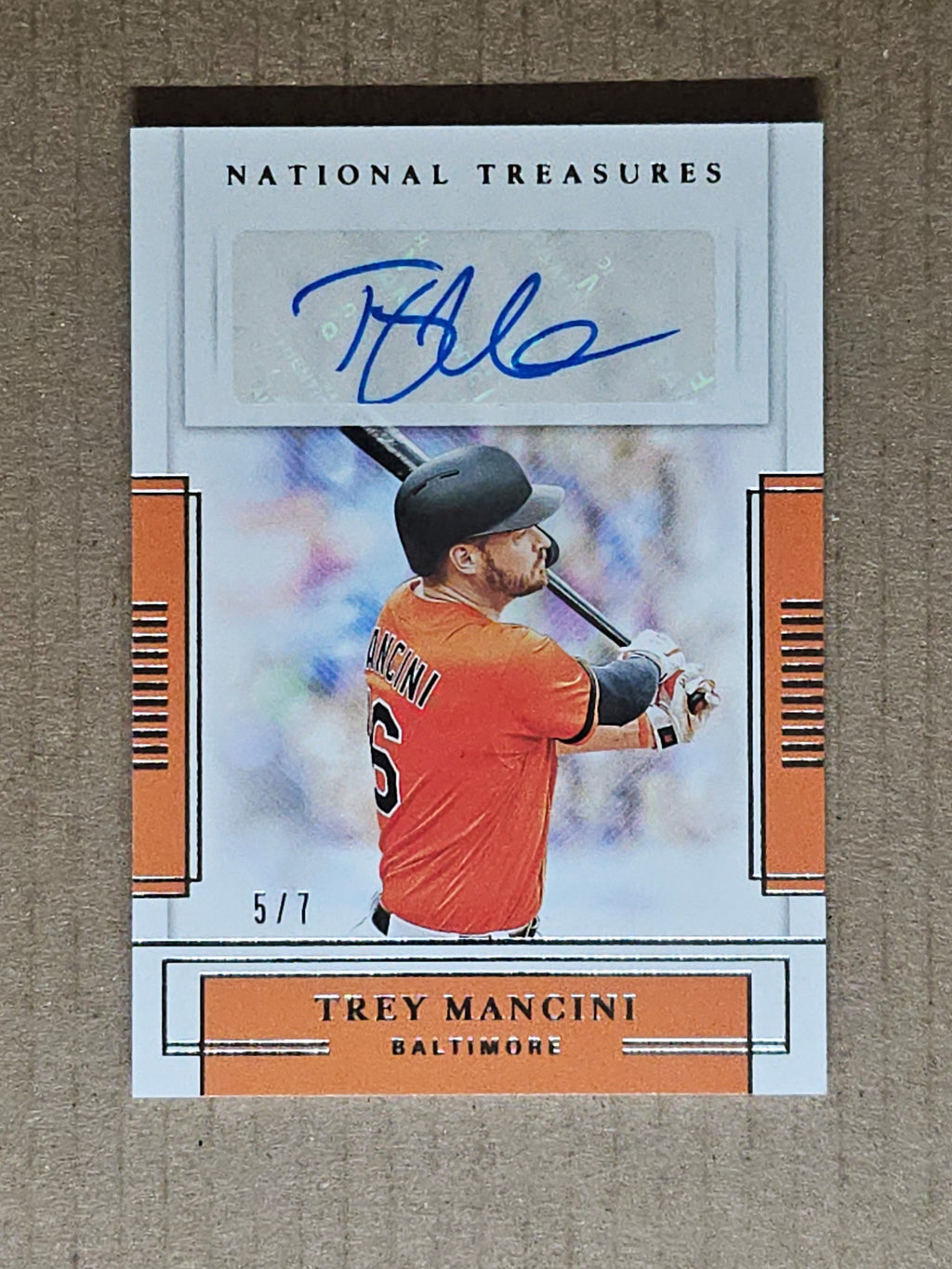 2020 Panini National Treasures #S-TM Trey Mancini Signatures #/7