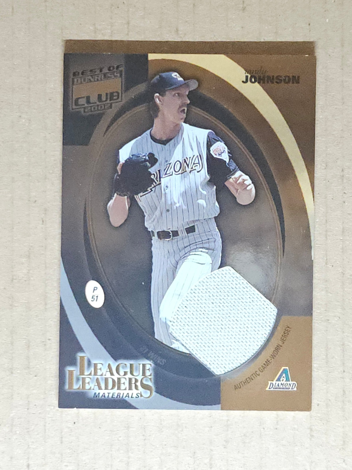 2002 Donruss Best of Fan Club #LL-4 Randy Johnson League Leaders Materials #/175